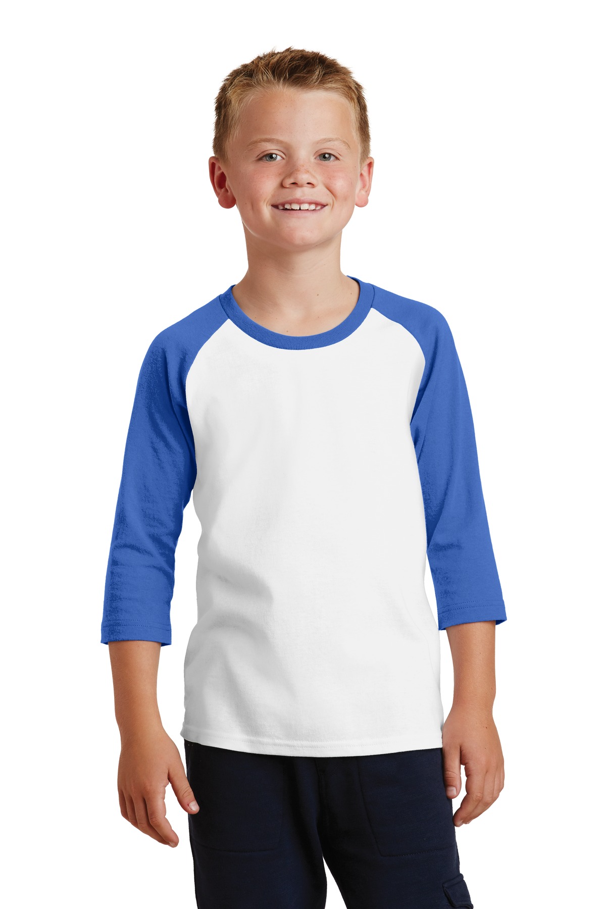 Port & Company PC55YRS Youth Core Blend T Shirt 3/4-Sleeve Raglan Tee T-Shirt - Picture 10 of 10
