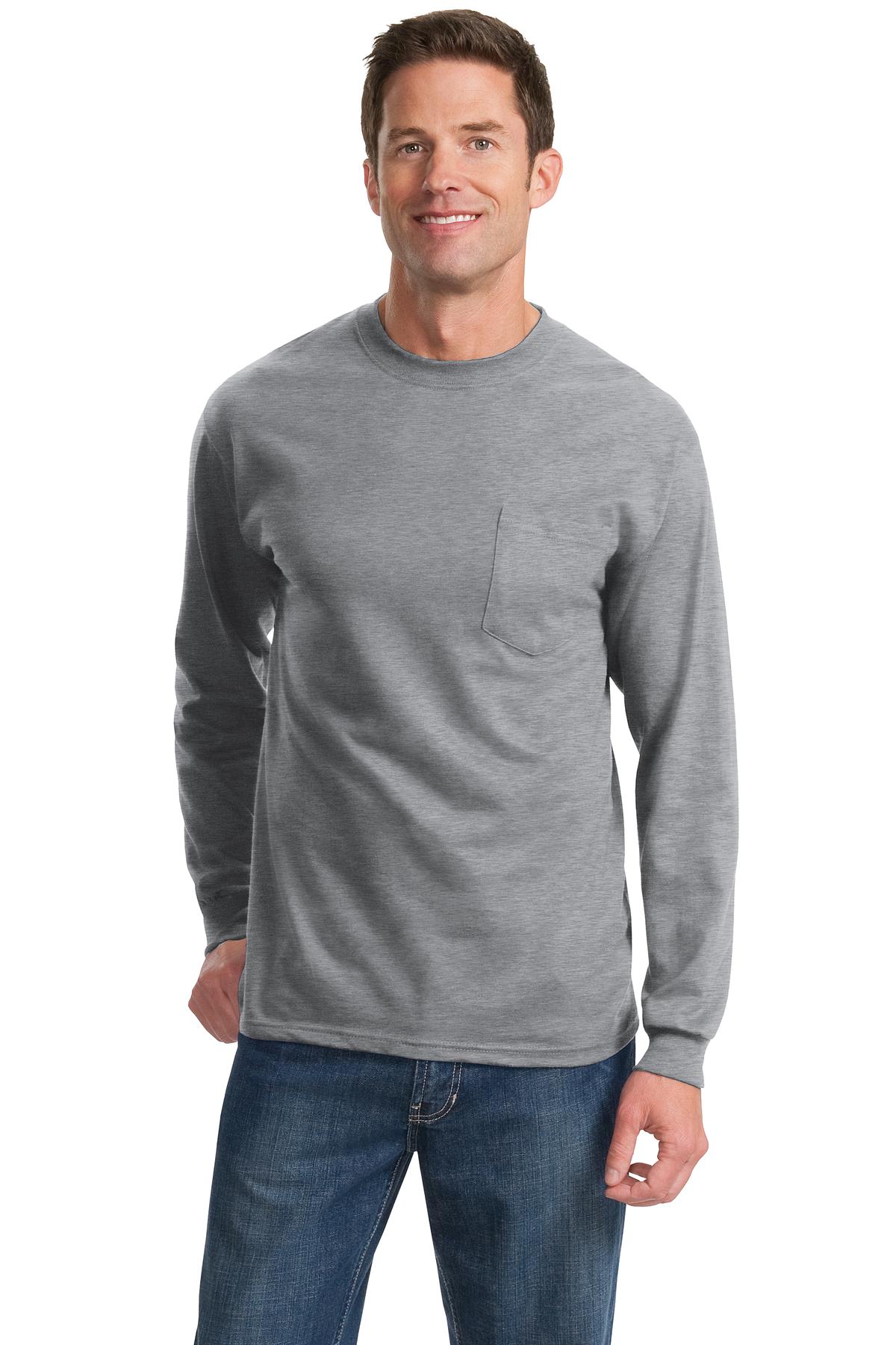 Port & Company Men Tall Long Sleeve Essential Pocket T Shirt | eBay
