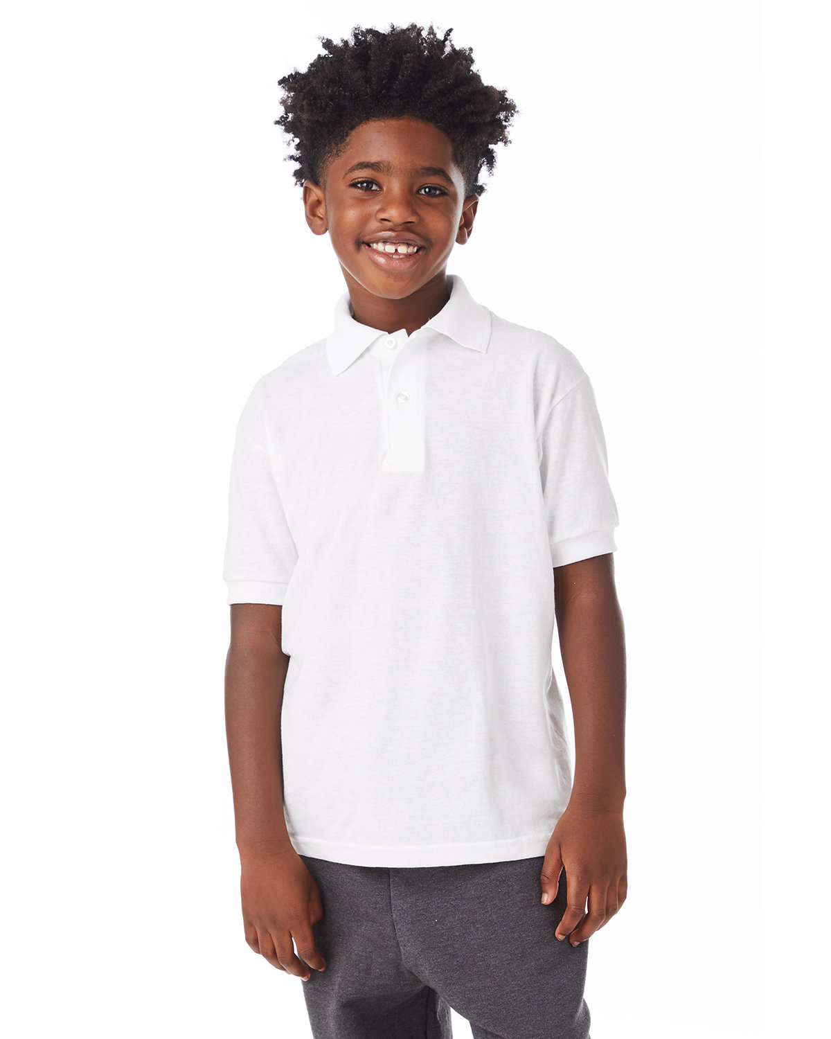 Hanes 054Y Youth EcoSmart T Shirt Stylish Plain Short Sleeve Jersey Knit Polo - Picture 9 of 9