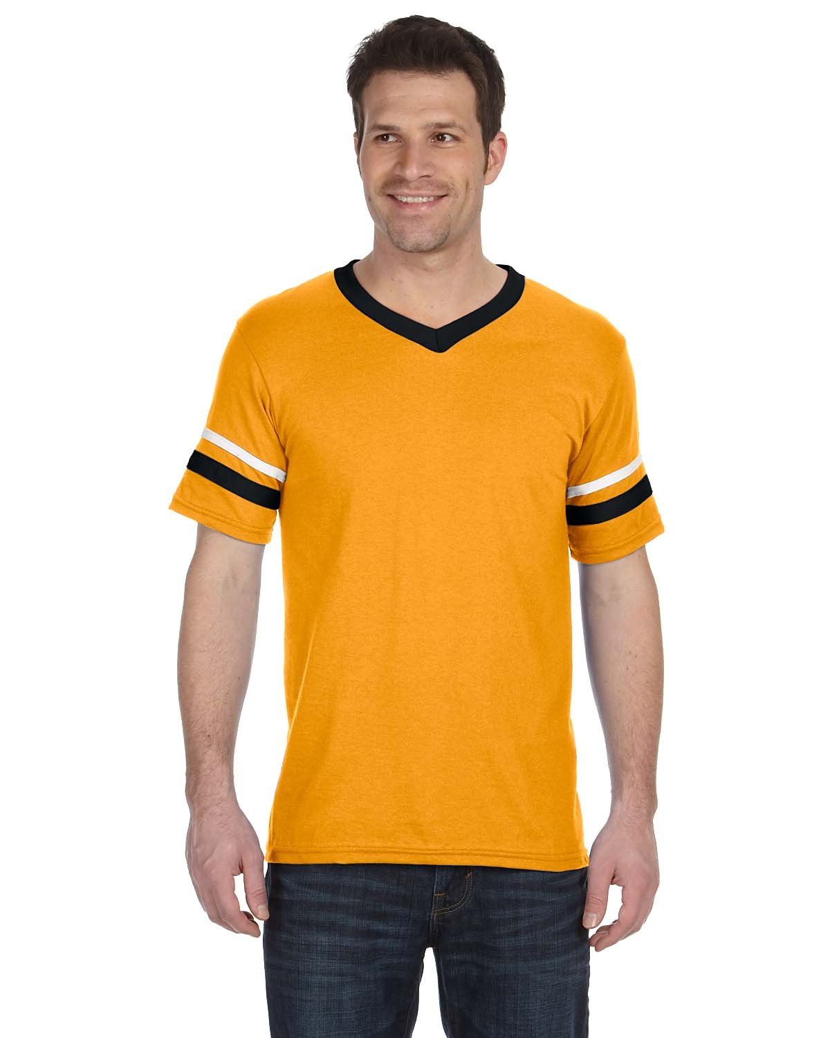Augusta Sportswear 360 Adult V-Neck Collar T Shirt Sleeve Stripe Jersey T-Shirt - Picture 7 of 33