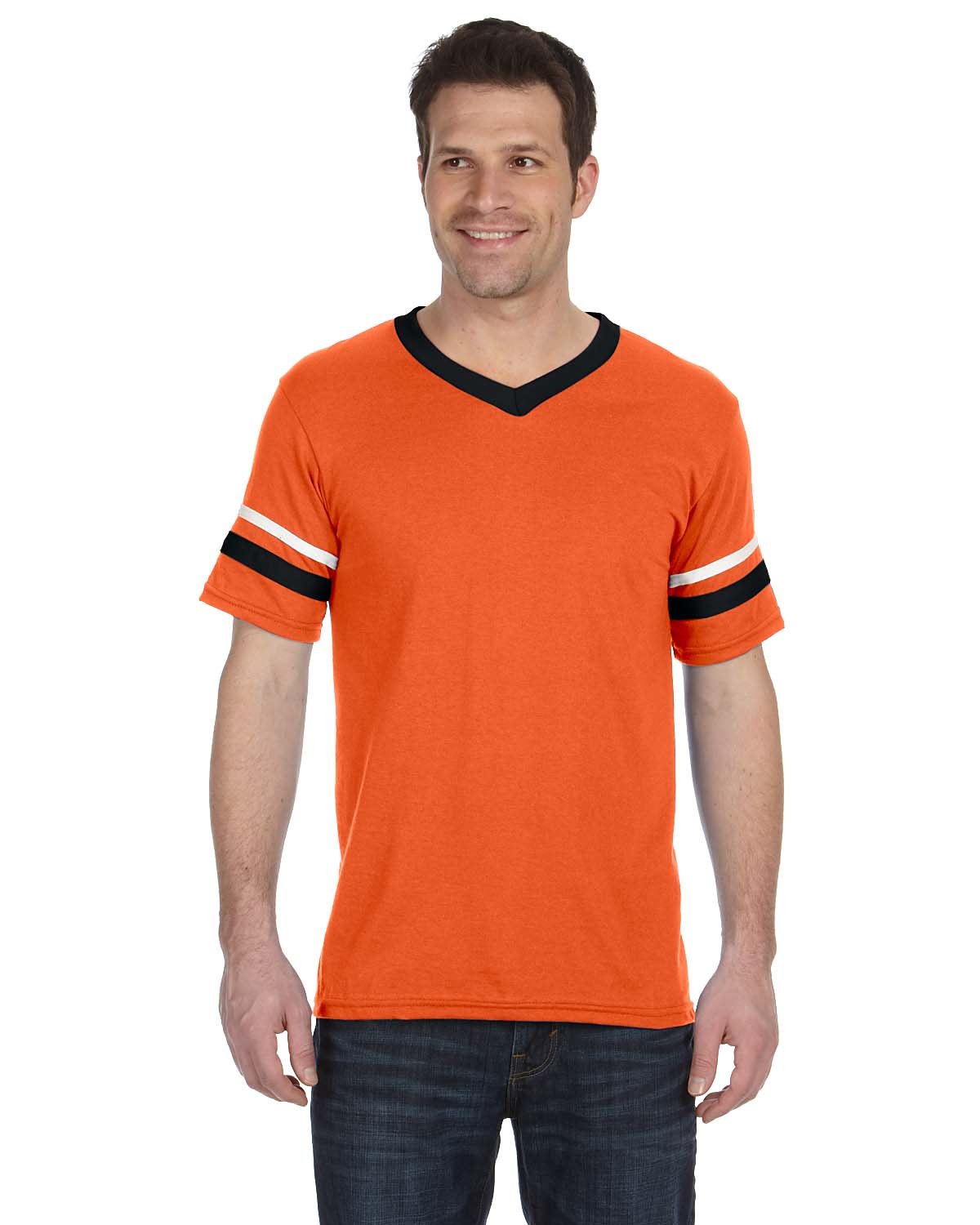 Augusta Sportswear 360 Adult V-Neck Collar T Shirt Sleeve Stripe Jersey T-Shirt - Picture 21 of 33