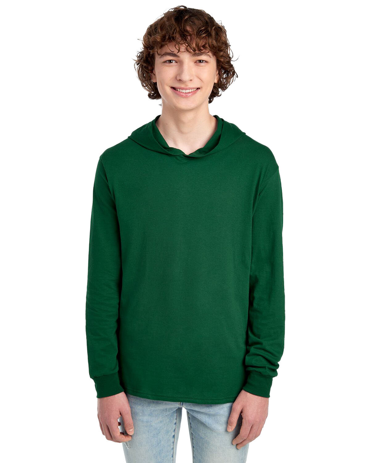 Fruit of the Loom 4930LSH Mens HD Cotton Jersey Long Sleeve Hooded T-Shirt