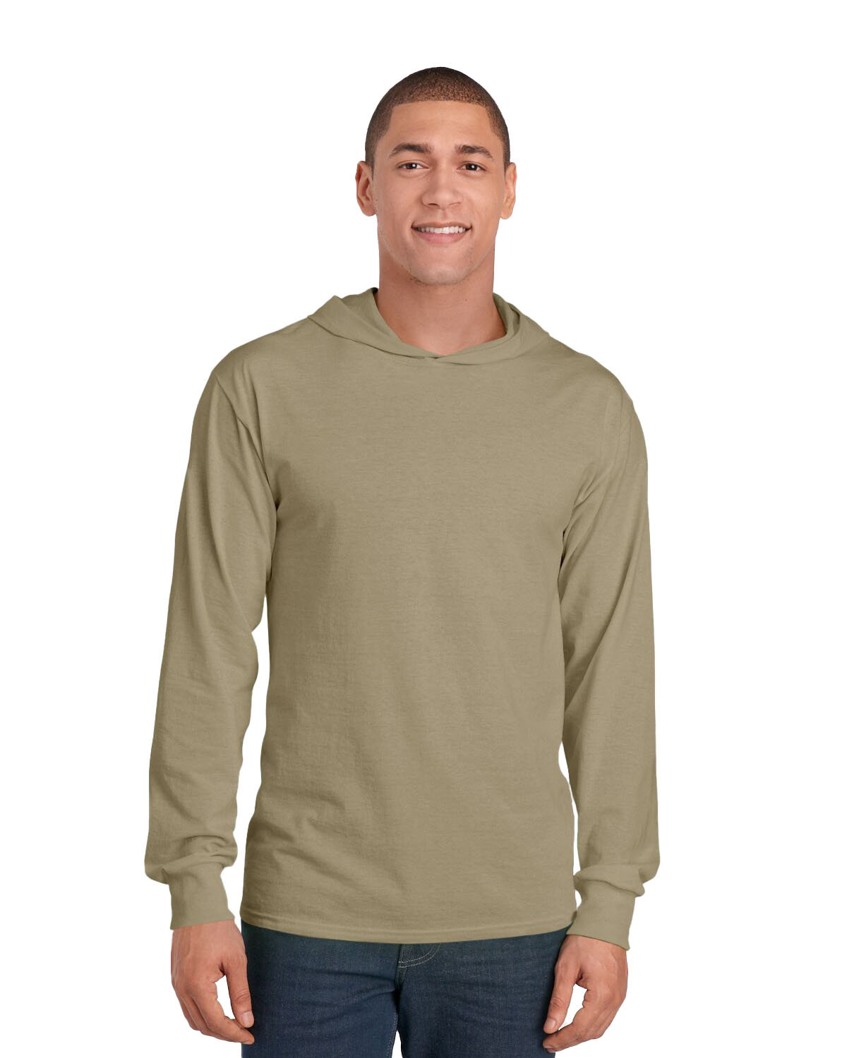 Fruit of the Loom 4930LSH Mens HD Cotton Jersey Long Sleeve Hooded T-Shirt