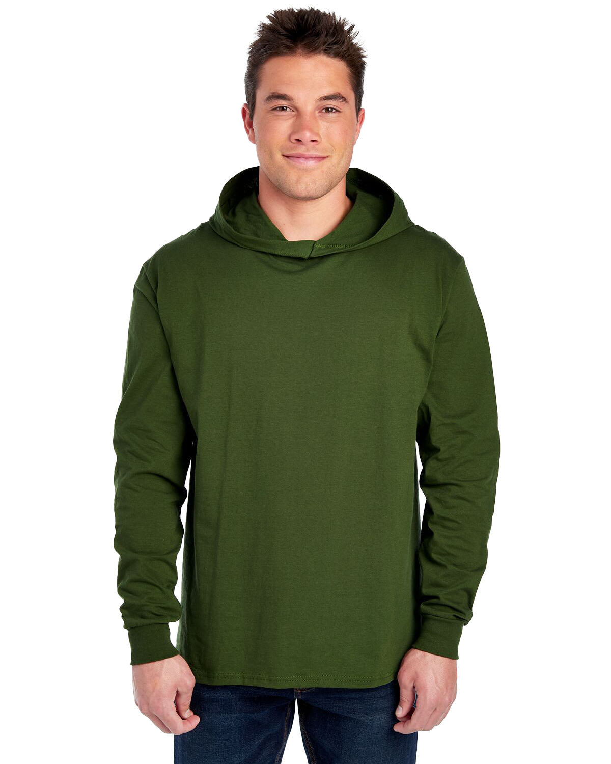 Fruit of the Loom 4930LSH Mens HD Cotton Jersey Long Sleeve Hooded T-Shirt