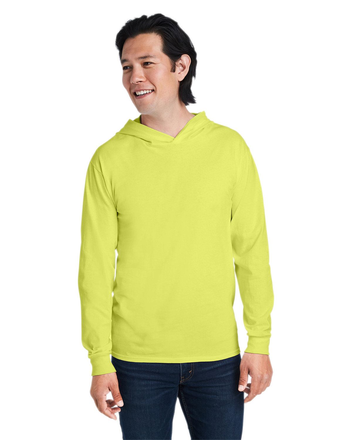 Fruit of the Loom 4930LSH Mens HD Cotton Jersey Long Sleeve Hooded T-Shirt