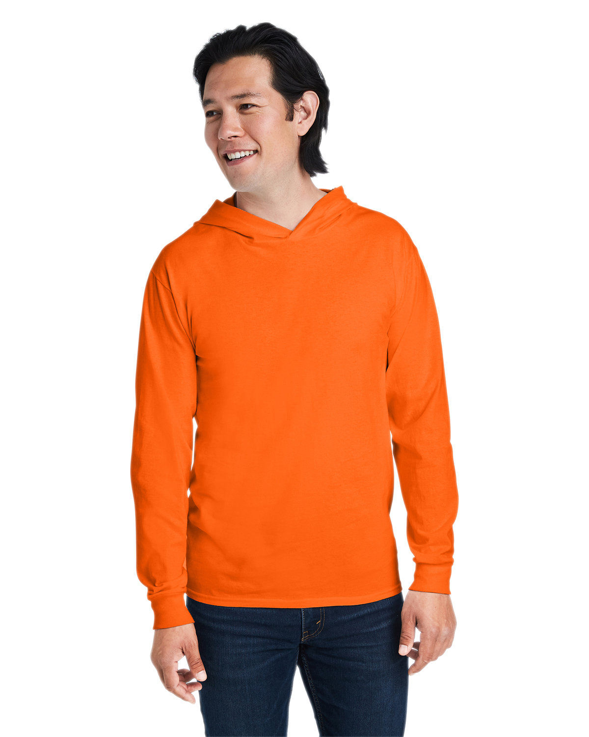 Fruit of the Loom 4930LSH Mens HD Cotton Jersey Long Sleeve Hooded T-Shirt