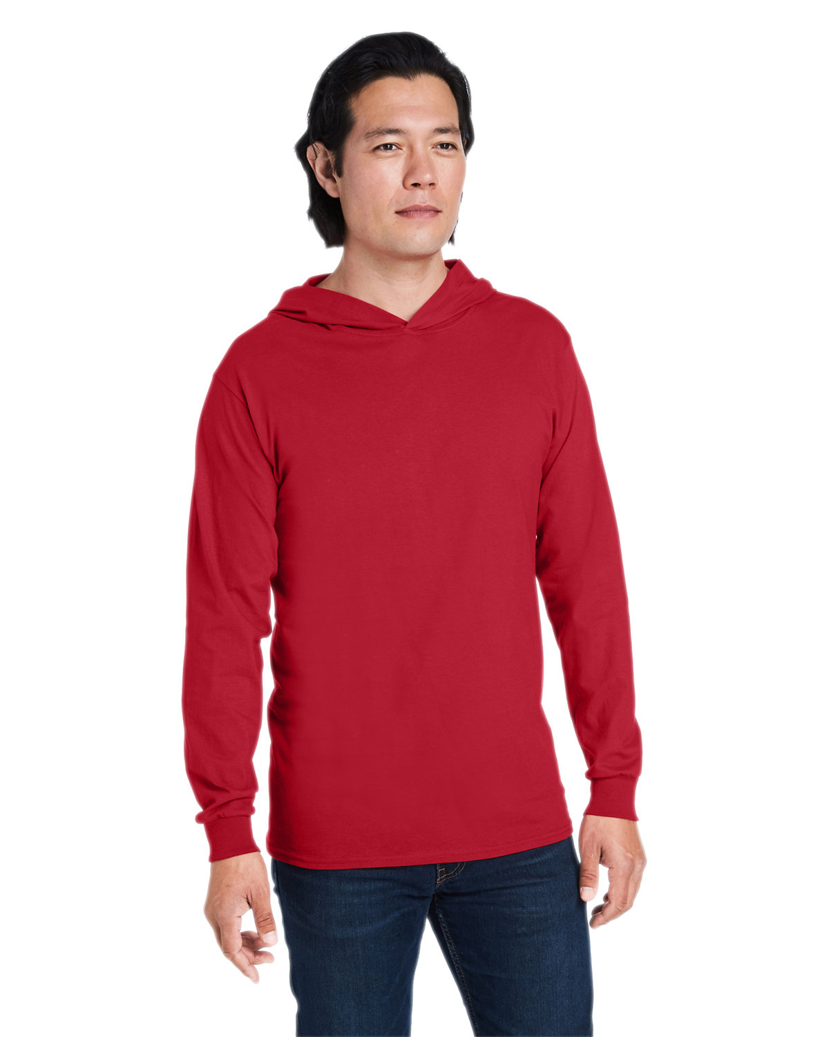 Fruit of the Loom 4930LSH Mens HD Cotton Jersey Long Sleeve Hooded T-Shirt