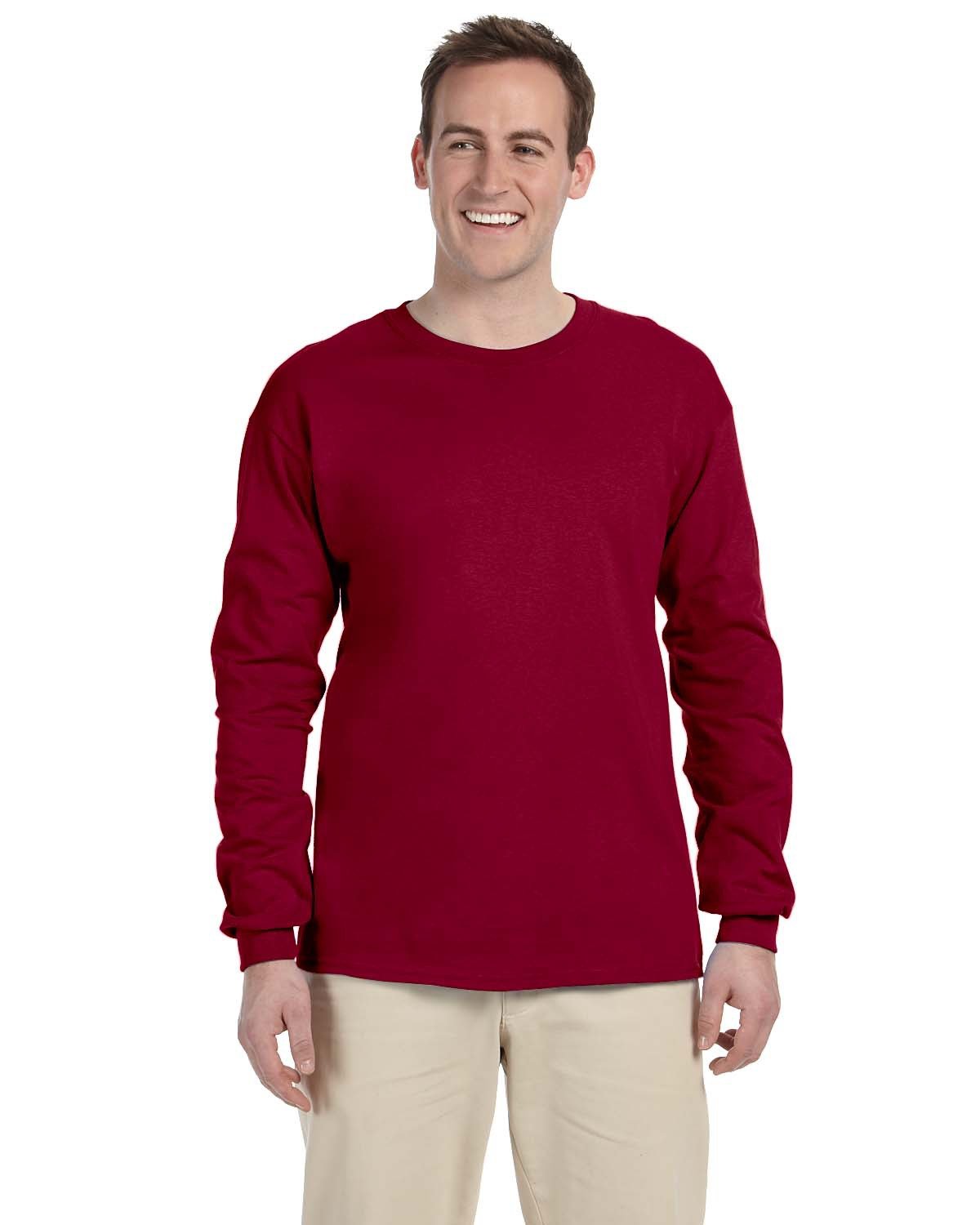 10 Pack Of Fruit of the Loom 4930 Adult HD Cotton T Shirt Long Sleeve T-Shirt - Picture 8 of 39
