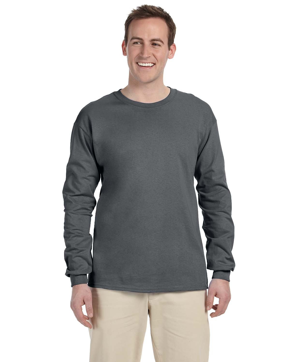 10 Pack Of Fruit of the Loom 4930 Adult HD Cotton T Shirt Long Sleeve T-Shirt - Picture 9 of 39
