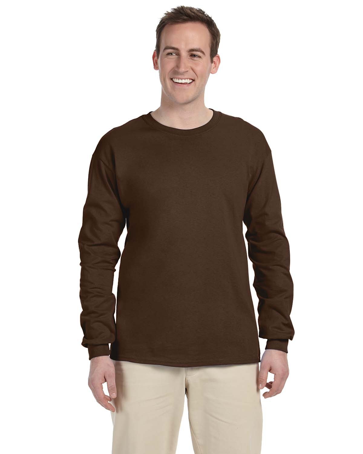 10 Pack Of Fruit of the Loom 4930 Adult HD Cotton T Shirt Long Sleeve T-Shirt - Picture 10 of 39