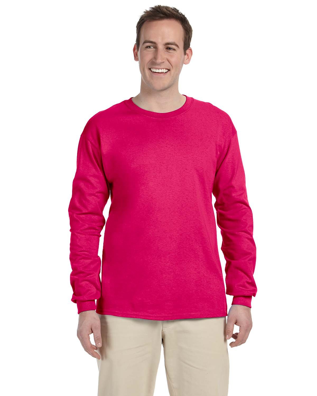 10 Pack Of Fruit of the Loom 4930 Adult HD Cotton T Shirt Long Sleeve T-Shirt - Picture 14 of 39