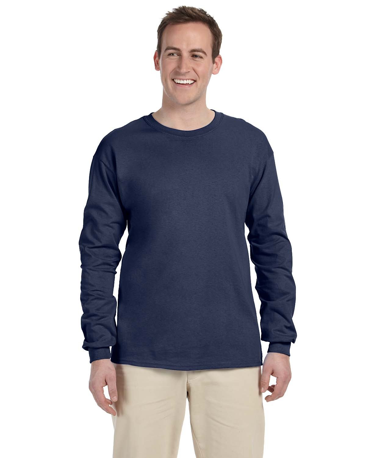 10 Pack Of Fruit of the Loom 4930 Adult HD Cotton T Shirt Long Sleeve T-Shirt - Picture 15 of 39