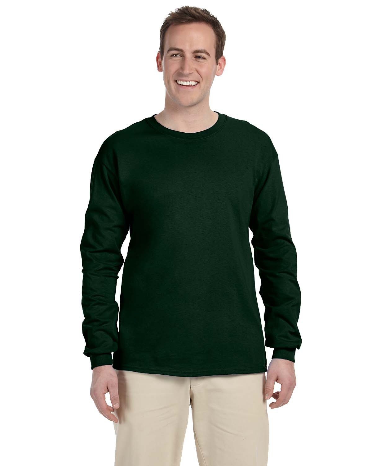 10 Pack Of Fruit of the Loom 4930 Adult HD Cotton T Shirt Long Sleeve T-Shirt - Picture 16 of 39