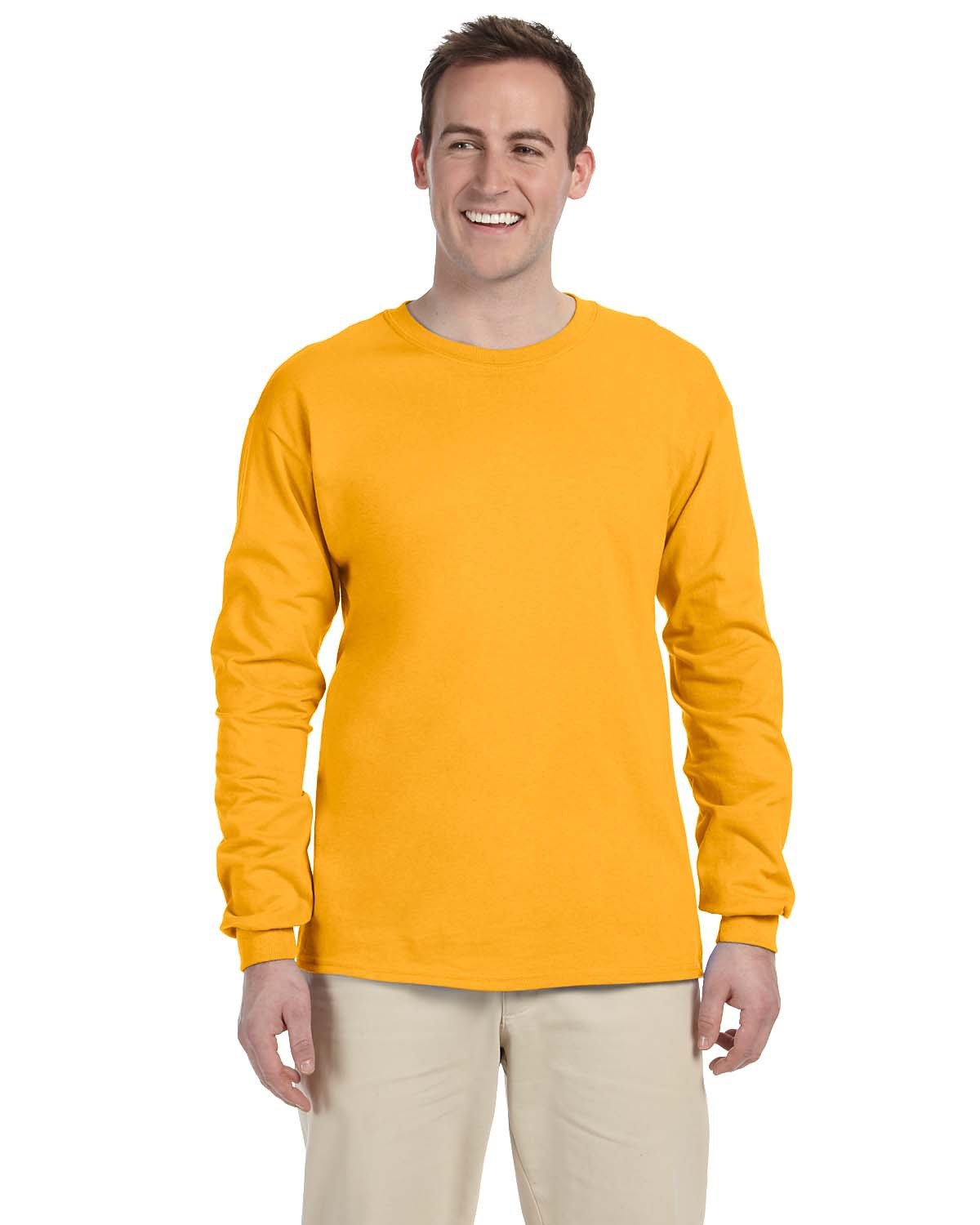 10 Pack Of Fruit of the Loom 4930 Adult HD Cotton T Shirt Long Sleeve T-Shirt - Picture 17 of 39