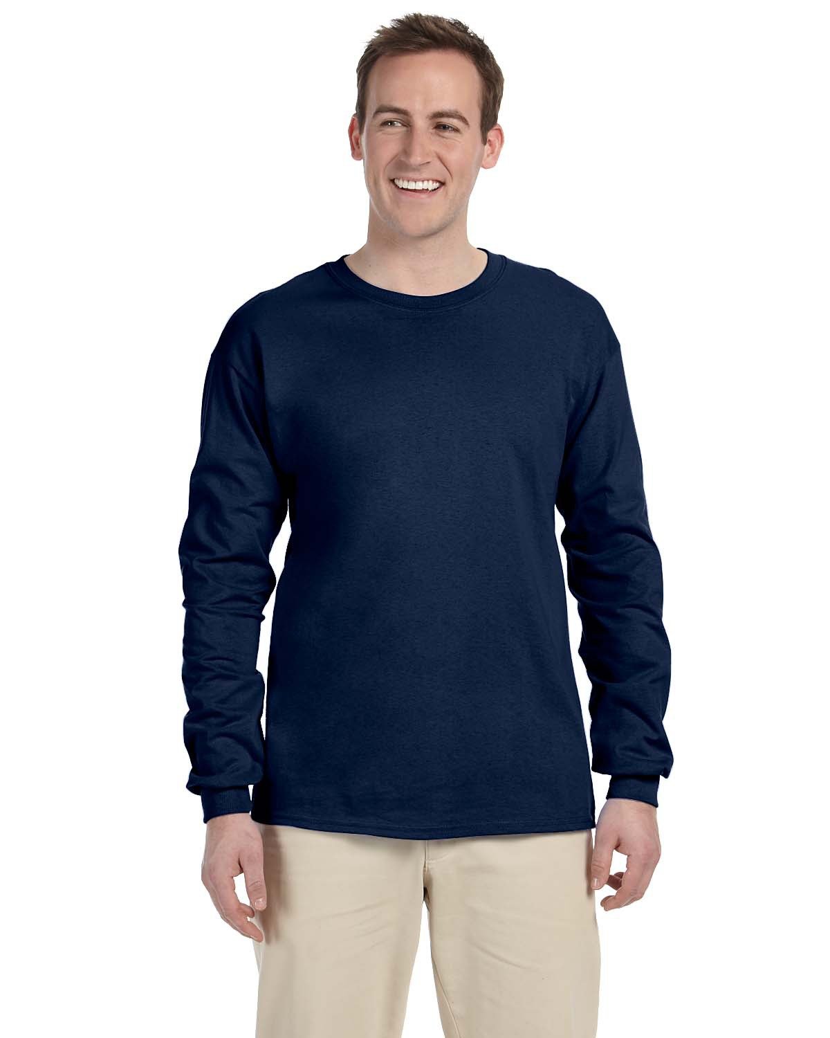10 Pack Of Fruit of the Loom 4930 Adult HD Cotton T Shirt Long Sleeve T-Shirt - Picture 18 of 39