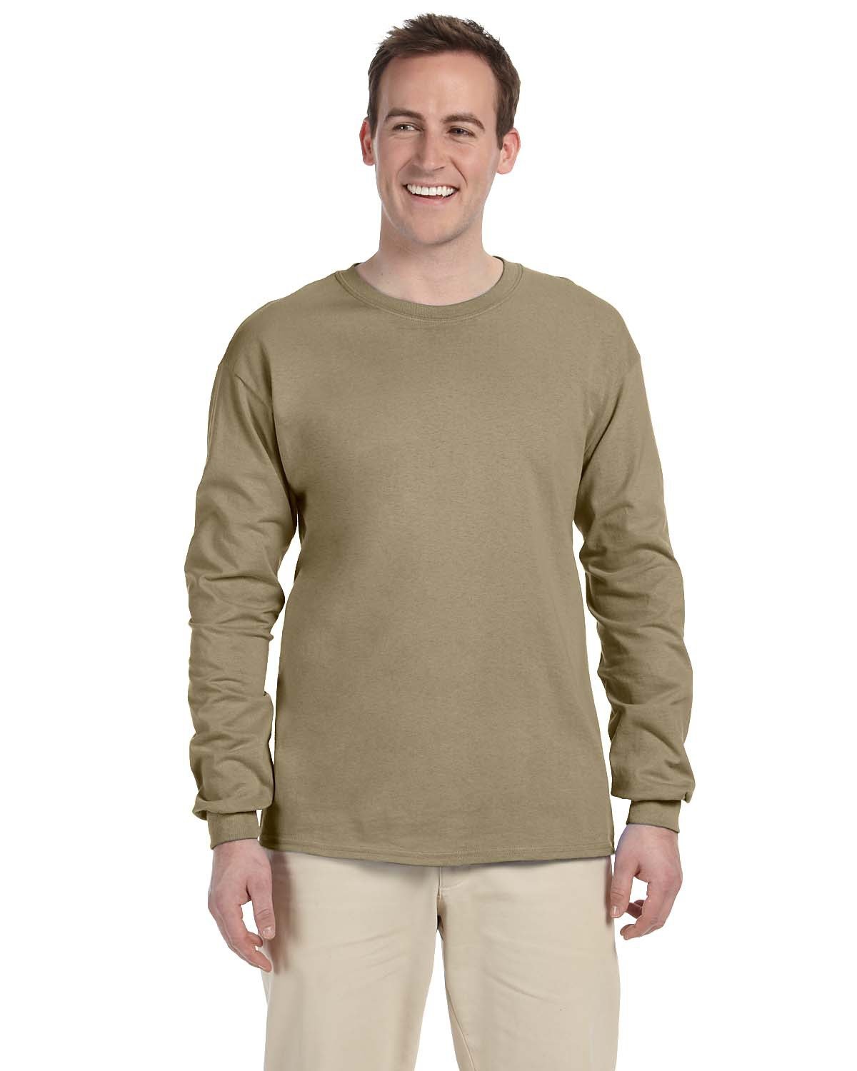 10 Pack Of Fruit of the Loom 4930 Adult HD Cotton T Shirt Long Sleeve T-Shirt - Picture 20 of 39