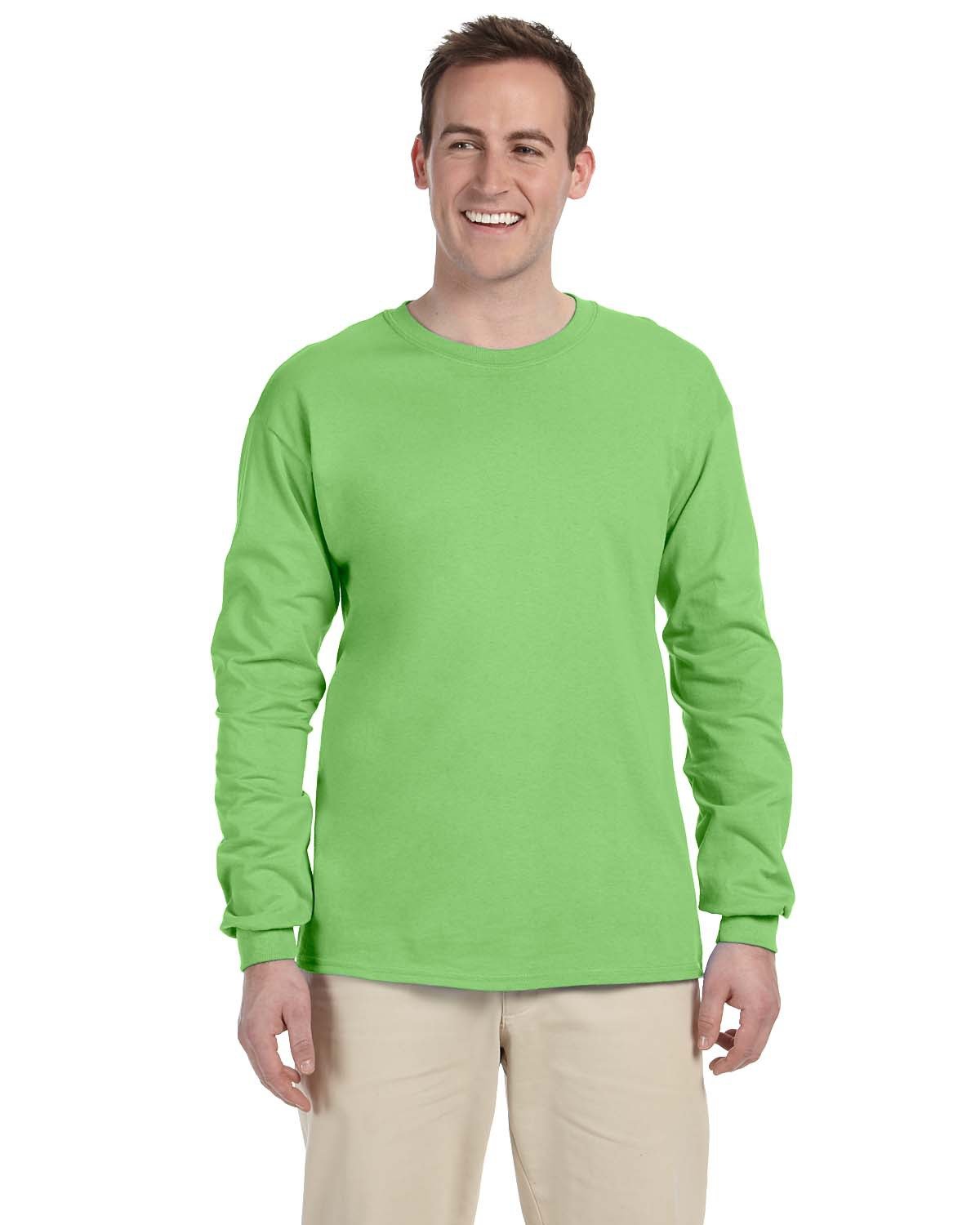 10 Pack Of Fruit of the Loom 4930 Adult HD Cotton T Shirt Long Sleeve T-Shirt - Picture 21 of 39