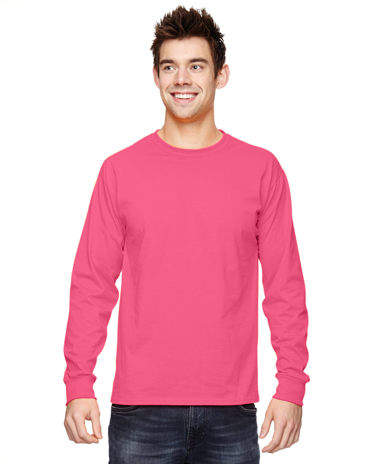 10 Pack Of Fruit of the Loom 4930 Adult HD Cotton T Shirt Long Sleeve T-Shirt - Picture 25 of 39