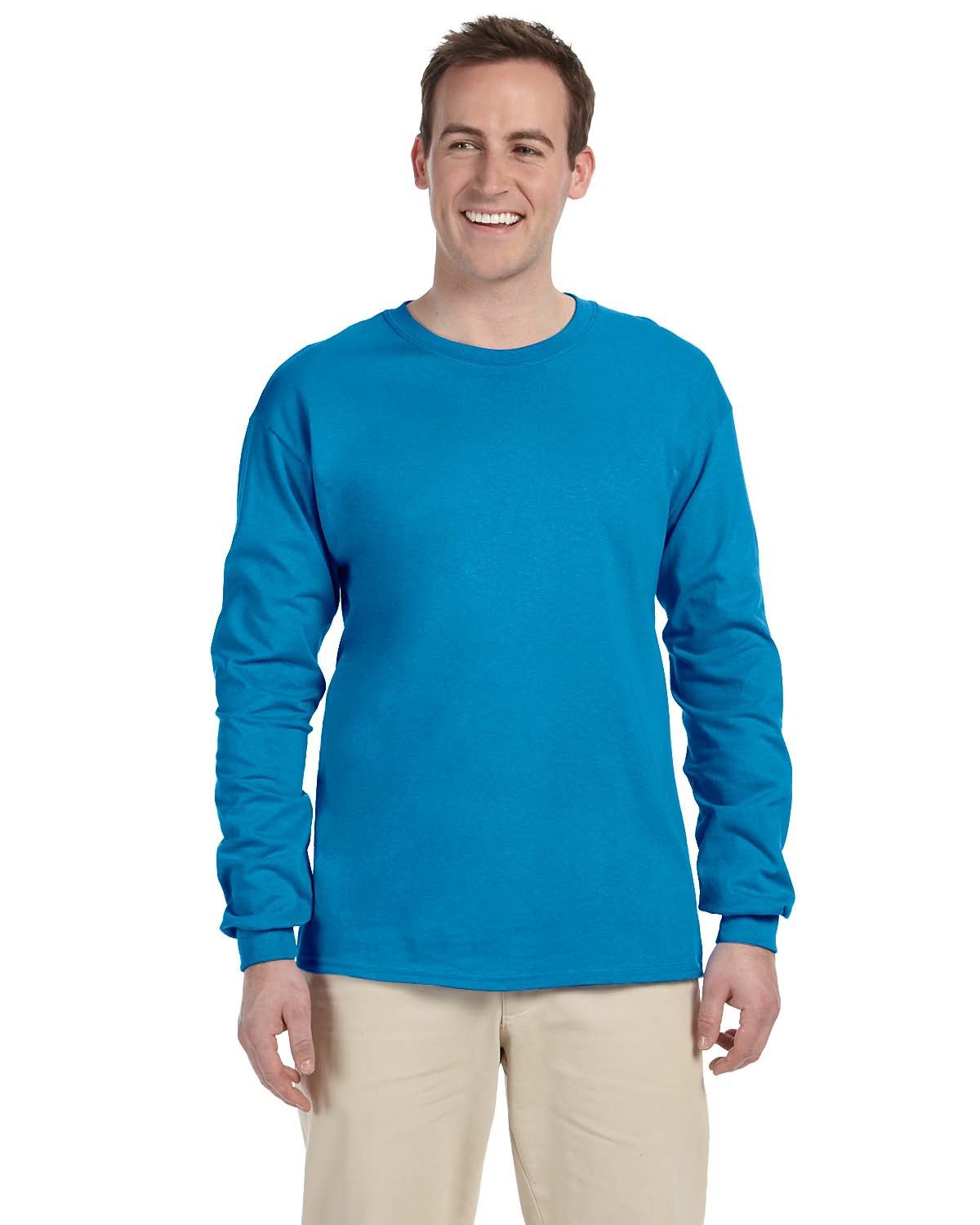 10 Pack Of Fruit of the Loom 4930 Adult HD Cotton T Shirt Long Sleeve T-Shirt - Picture 26 of 39