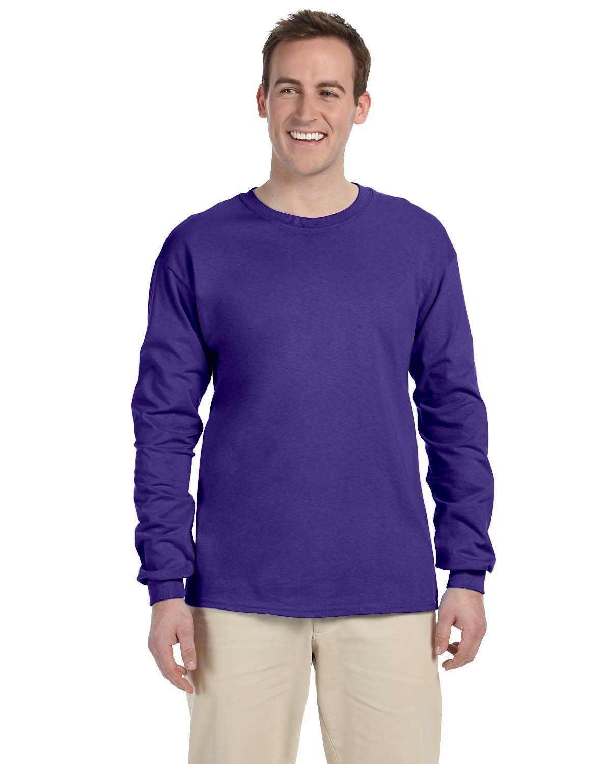 10 Pack Of Fruit of the Loom 4930 Adult HD Cotton T Shirt Long Sleeve T-Shirt - Picture 27 of 39