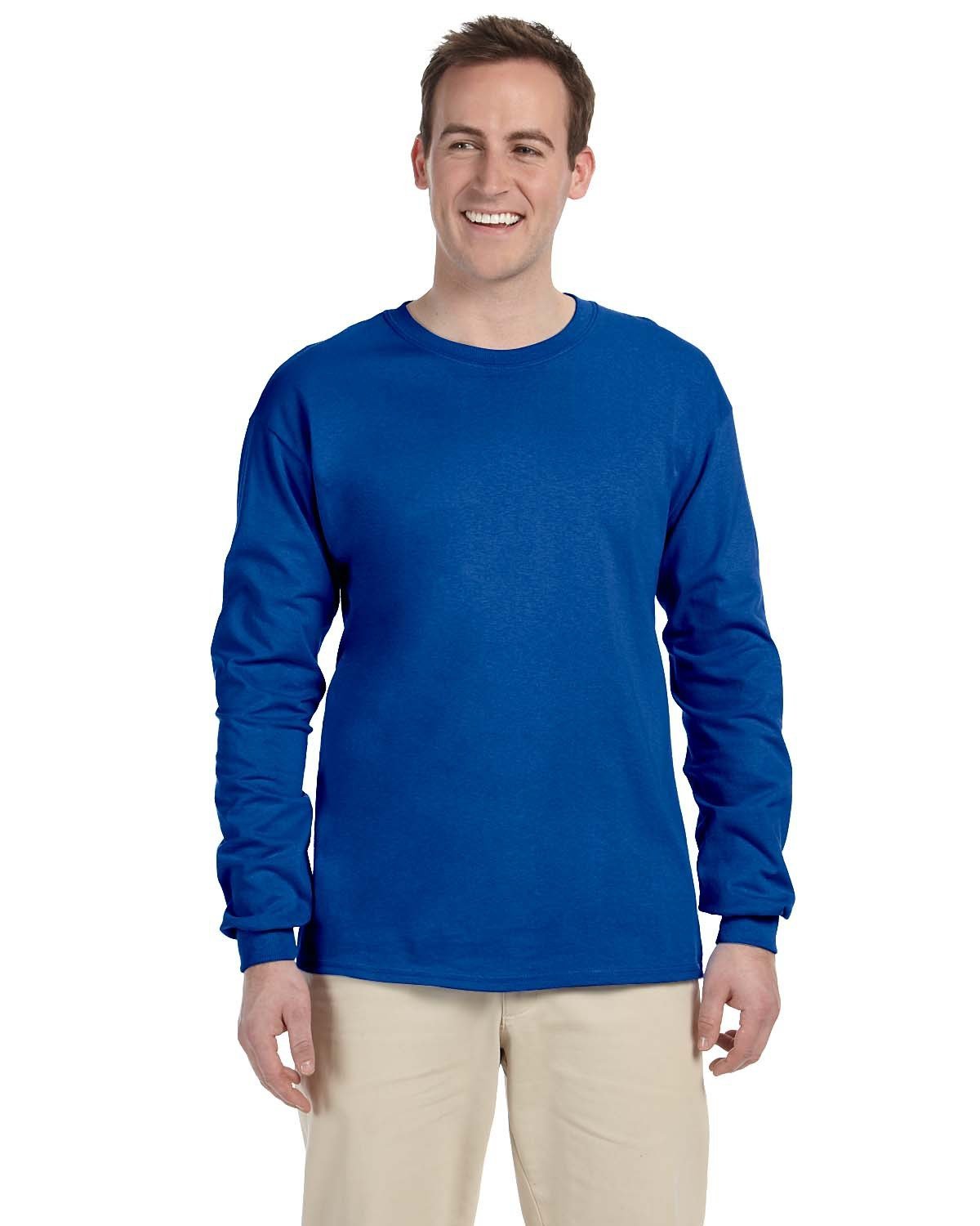 10 Pack Of Fruit of the Loom 4930 Adult HD Cotton T Shirt Long Sleeve T-Shirt - Picture 31 of 39