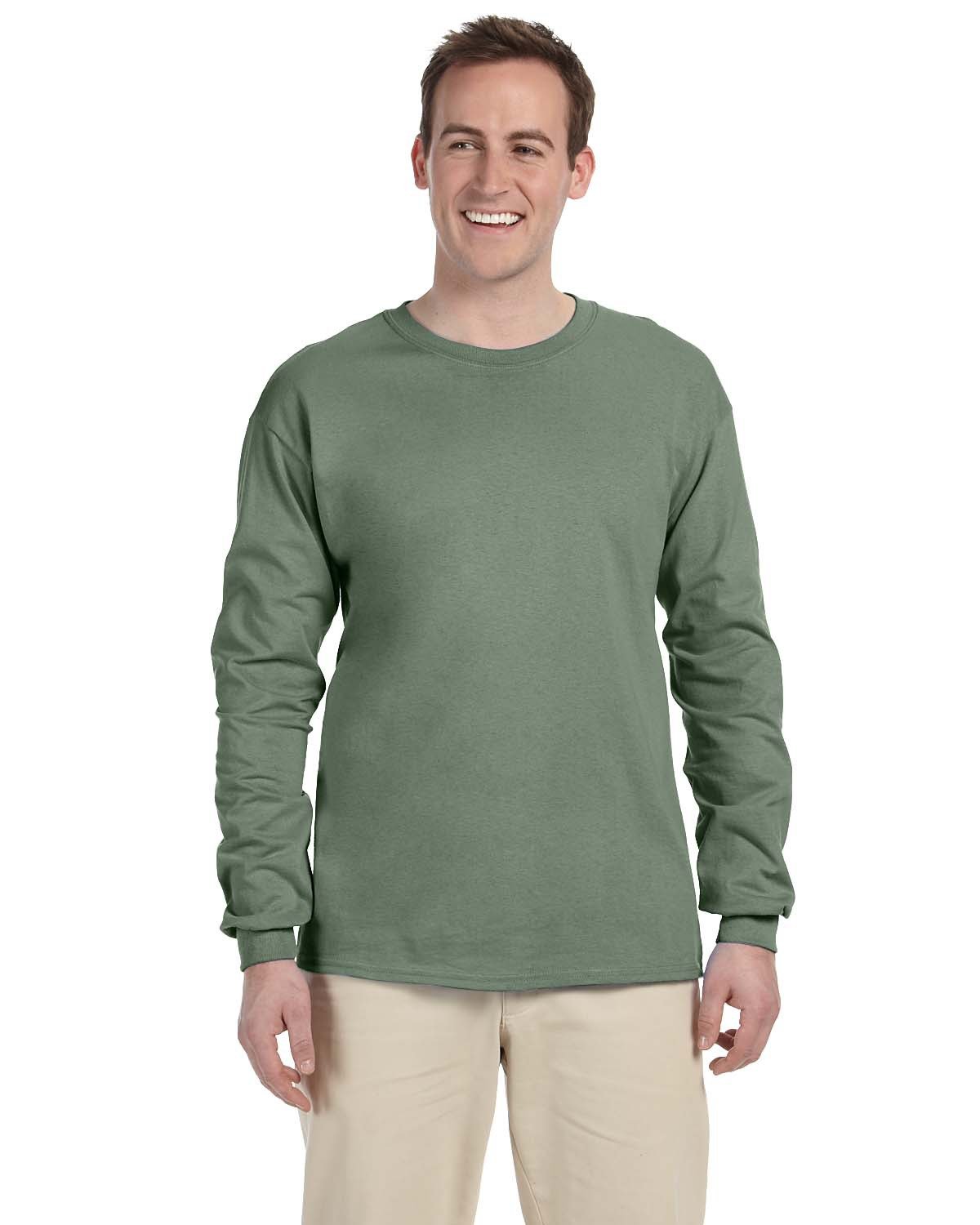 10 Pack Of Fruit of the Loom 4930 Adult HD Cotton T Shirt Long Sleeve T-Shirt - Picture 34 of 39
