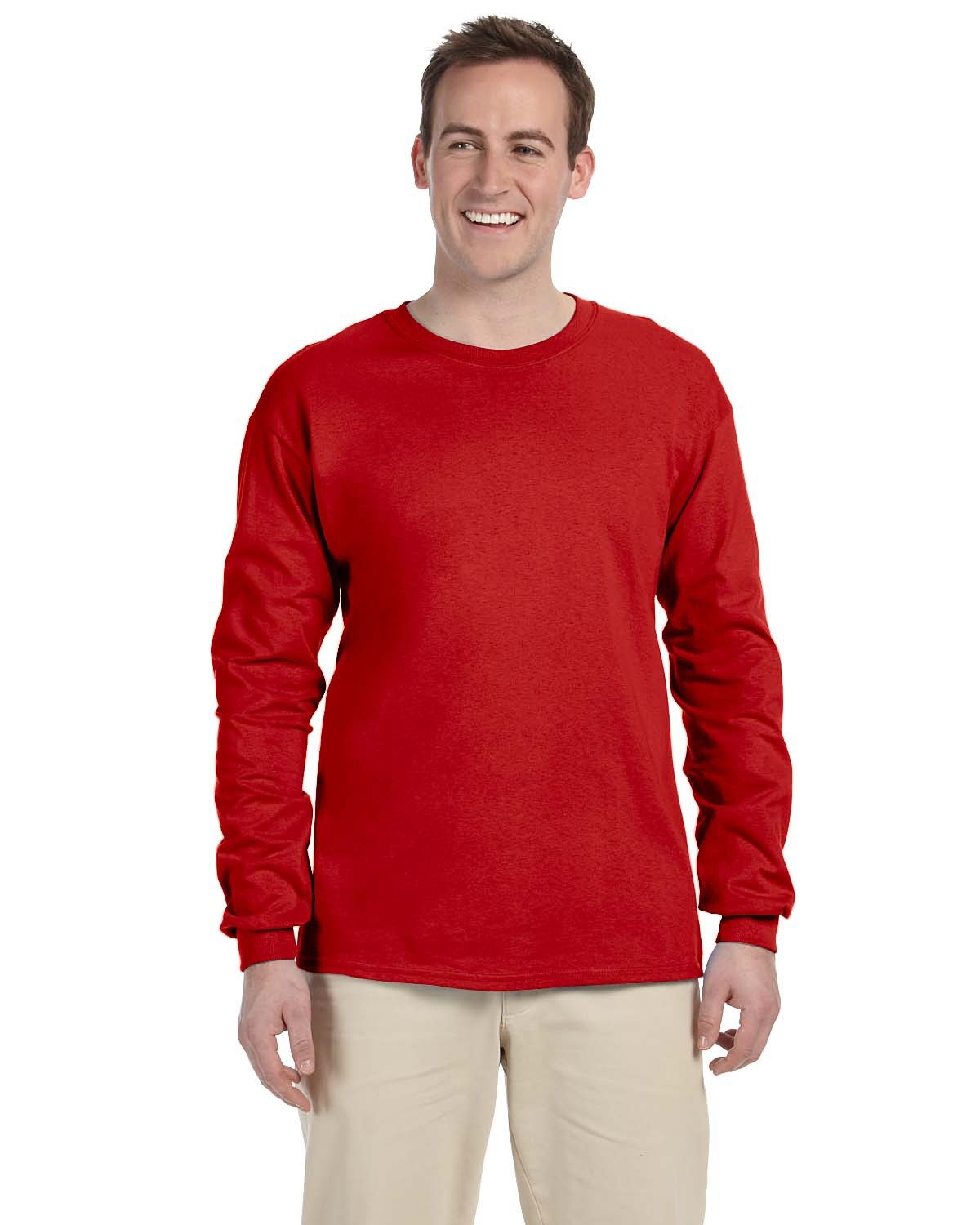 10 Pack Of Fruit of the Loom 4930 Adult HD Cotton T Shirt Long Sleeve T-Shirt - Picture 37 of 39
