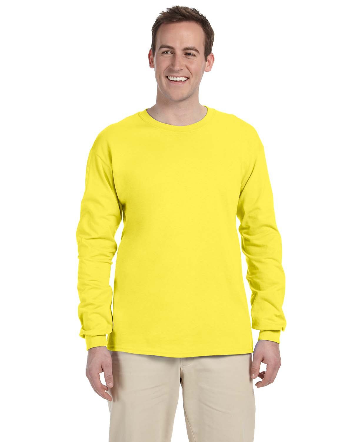 10 Pack Of Fruit of the Loom 4930 Adult HD Cotton T Shirt Long Sleeve T-Shirt - Picture 39 of 39