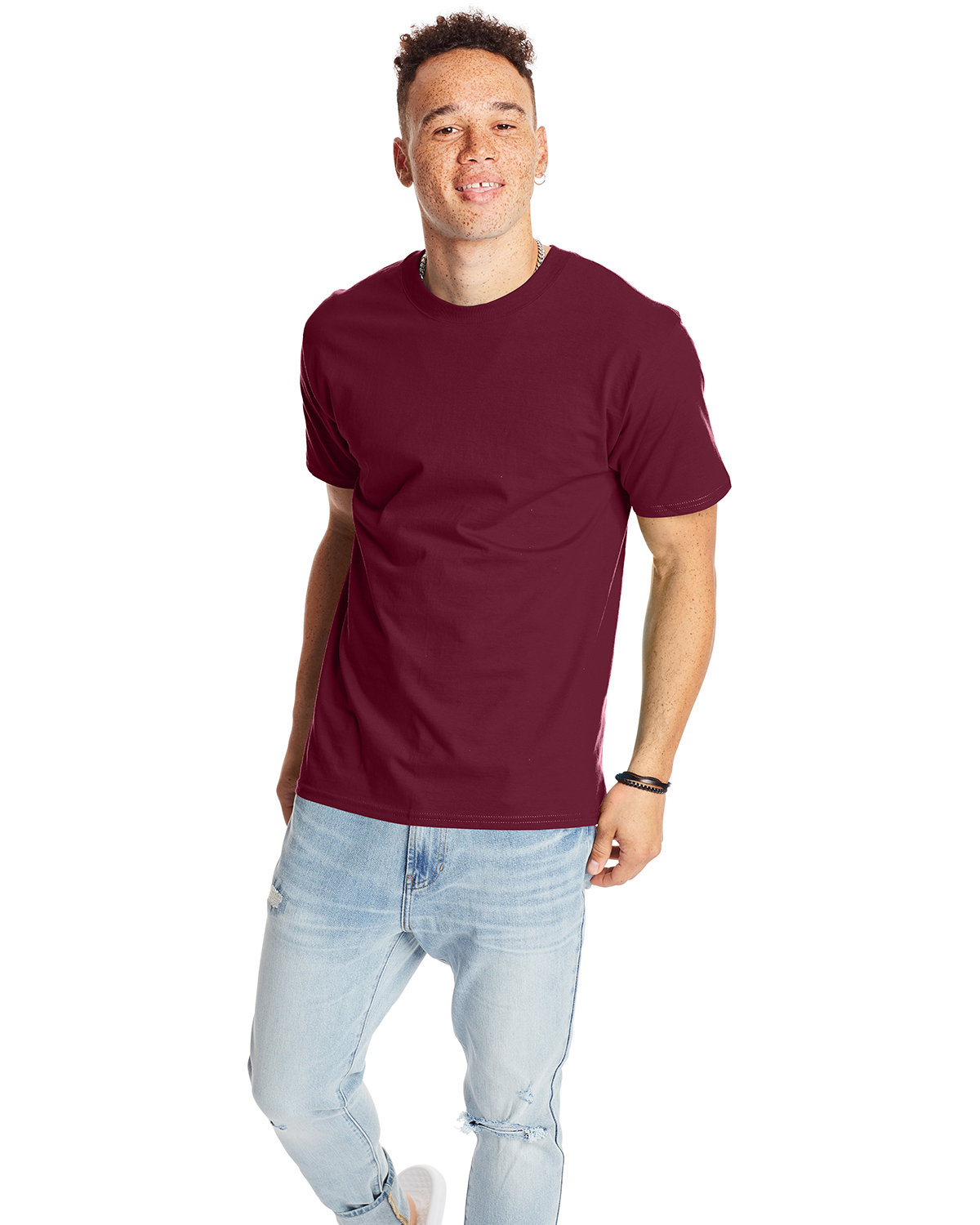 2 Pack Of Hanes 5180 Unisex Plain Blank Casual Beefy-T Shirt Stylish T-Shirt