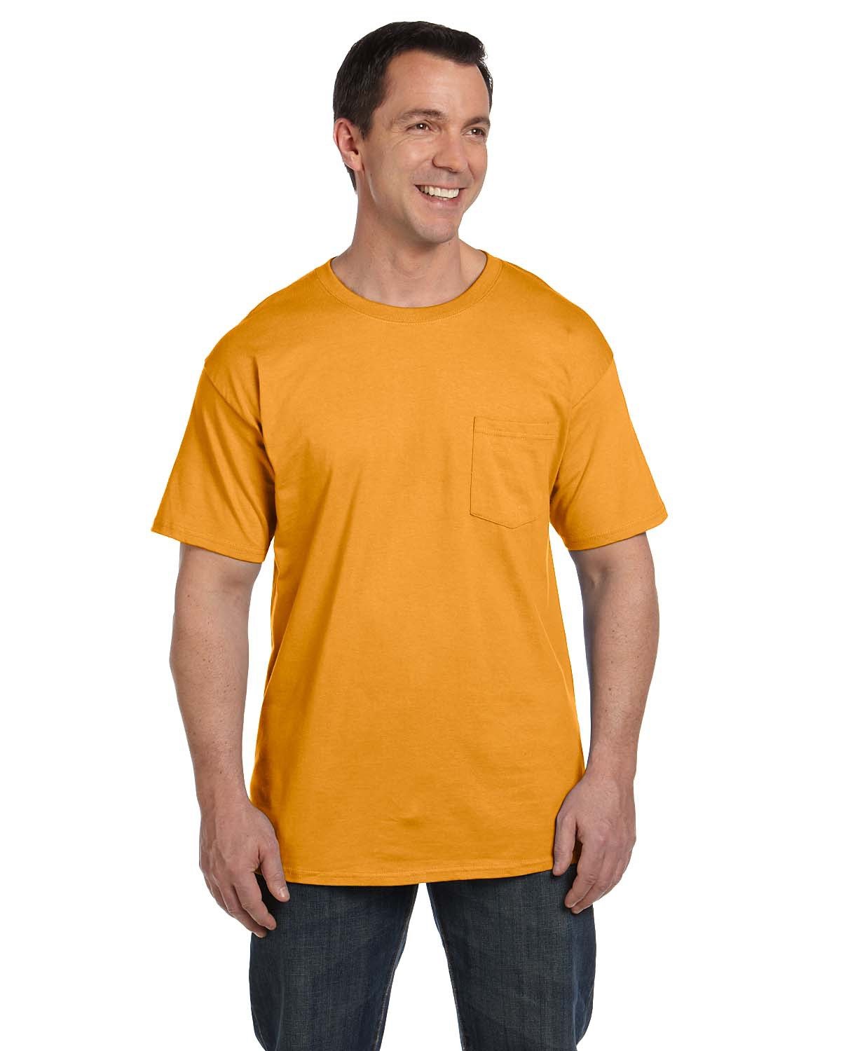 2 Pack Of Hanes 5190P Adult Stylish T Shirt Crew Neck Beefy-T Shirt With Pocket - Picture 10 of 20