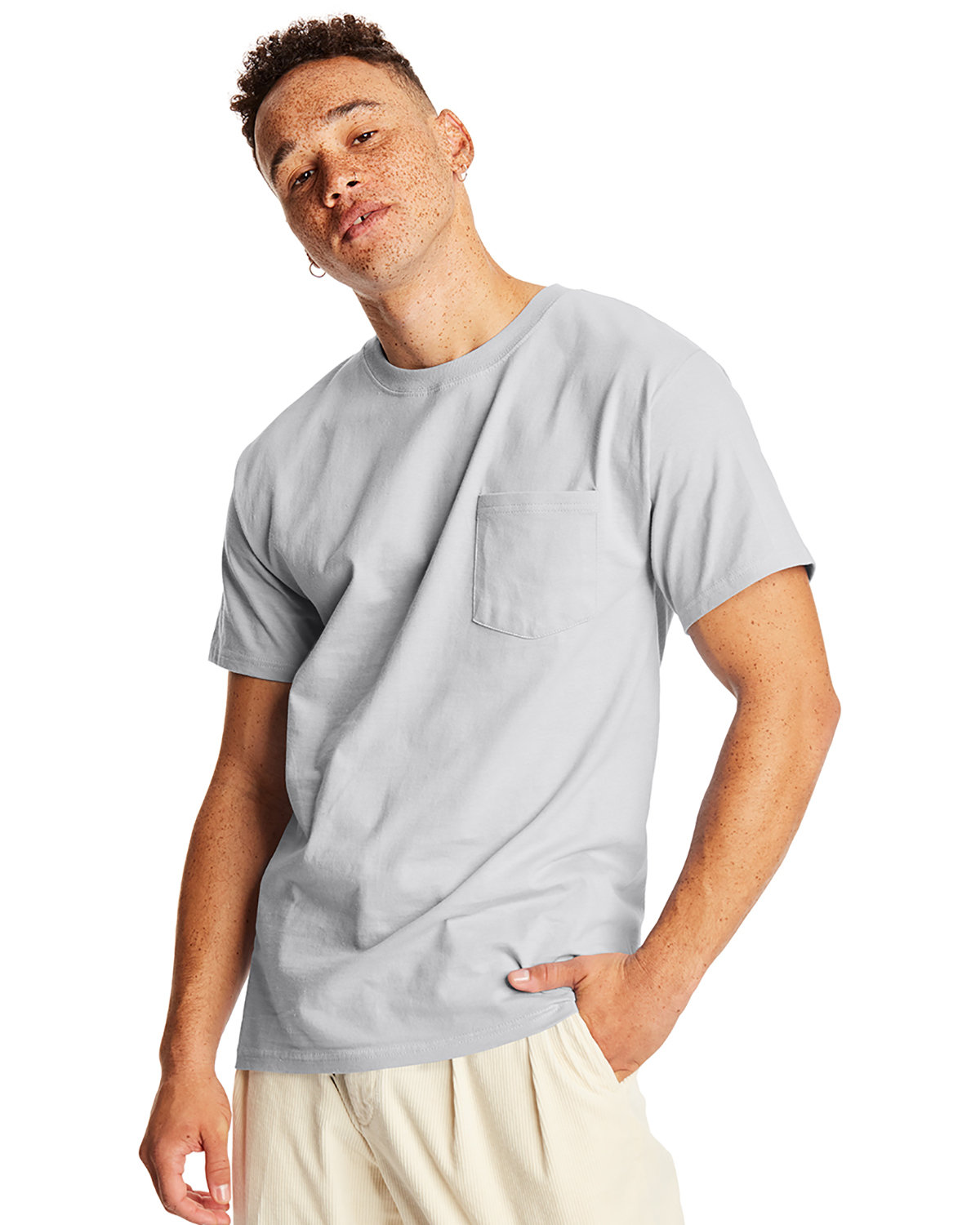 2 Pack Of Hanes 5190P Adult Stylish T Shirt Crew Neck Beefy-T Shirt With Pocket - Picture 13 of 20