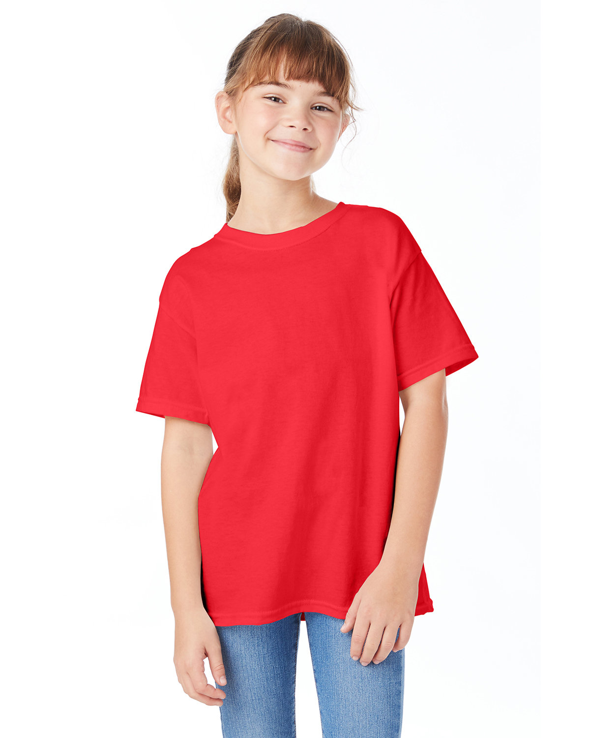 Hanes 5480 Youth Short Sleeve Plain T Shirt Essential-T Stylish Top T-Shirt - Picture 8 of 34