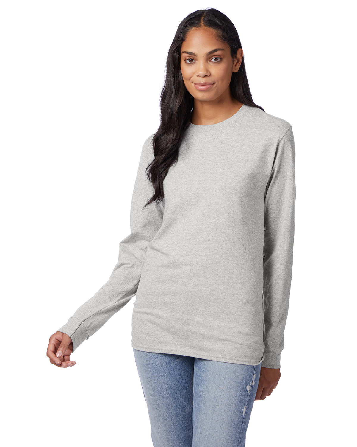 3 Pack Of Hanes 5586 Unisex Tagless Long Sleeve T Shirt Stylish T-Shirt - Picture 2 of 13