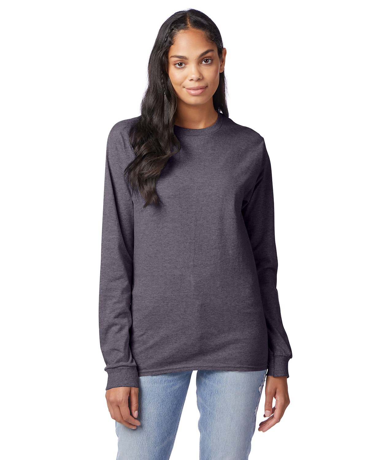 3 Pack Of Hanes 5586 Unisex Tagless Long Sleeve T Shirt Stylish T-Shirt - Picture 4 of 13