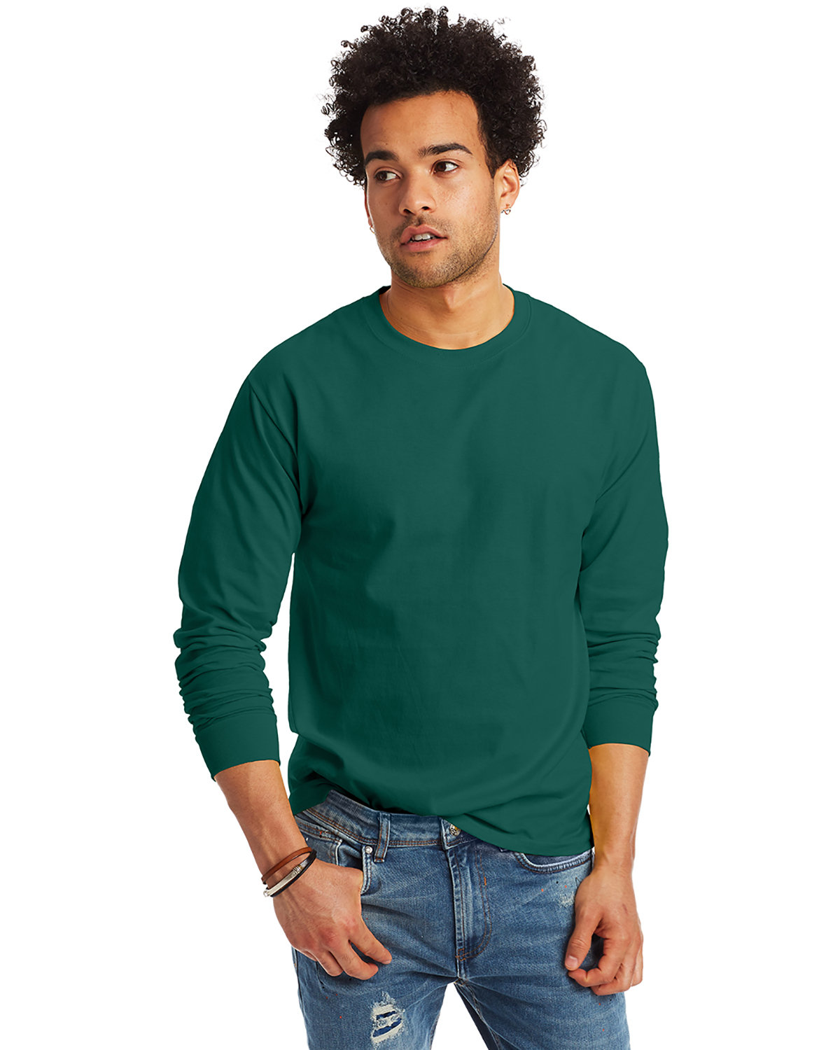 3 Pack Of Hanes 5586 Unisex Tagless Long Sleeve T Shirt Stylish T-Shirt - Picture 5 of 13