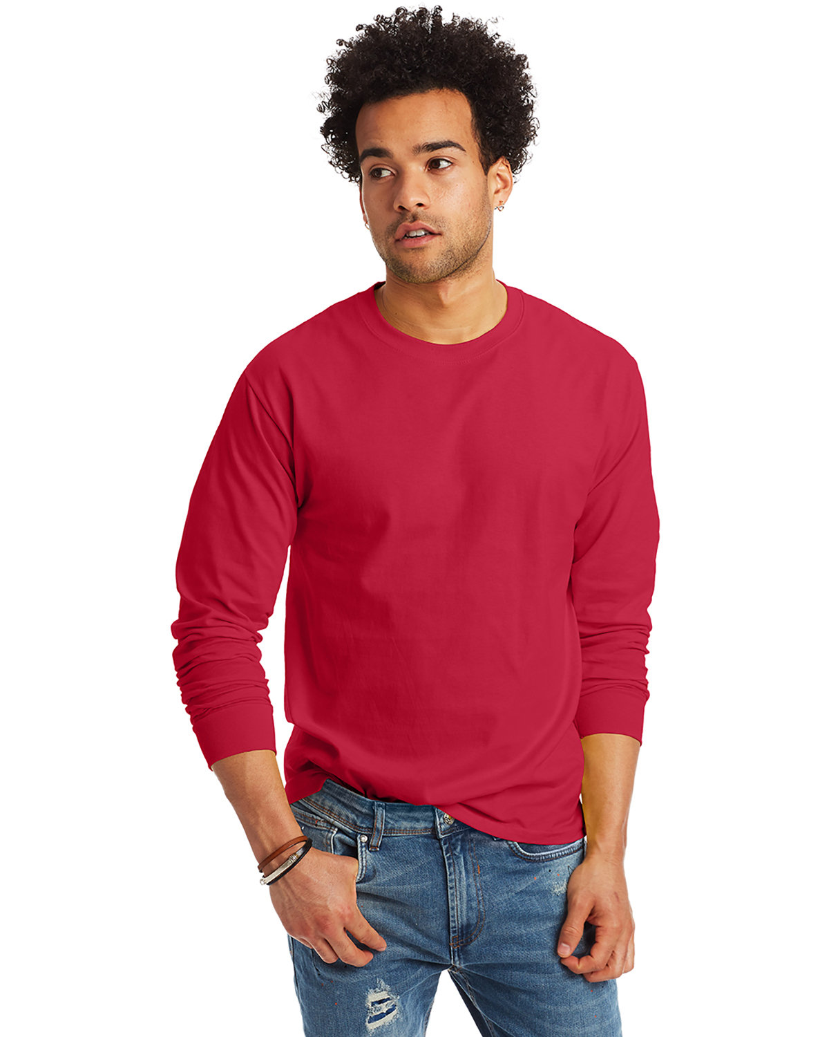 3 Pack Of Hanes 5586 Unisex Tagless Long Sleeve T Shirt Stylish T-Shirt - Picture 6 of 13