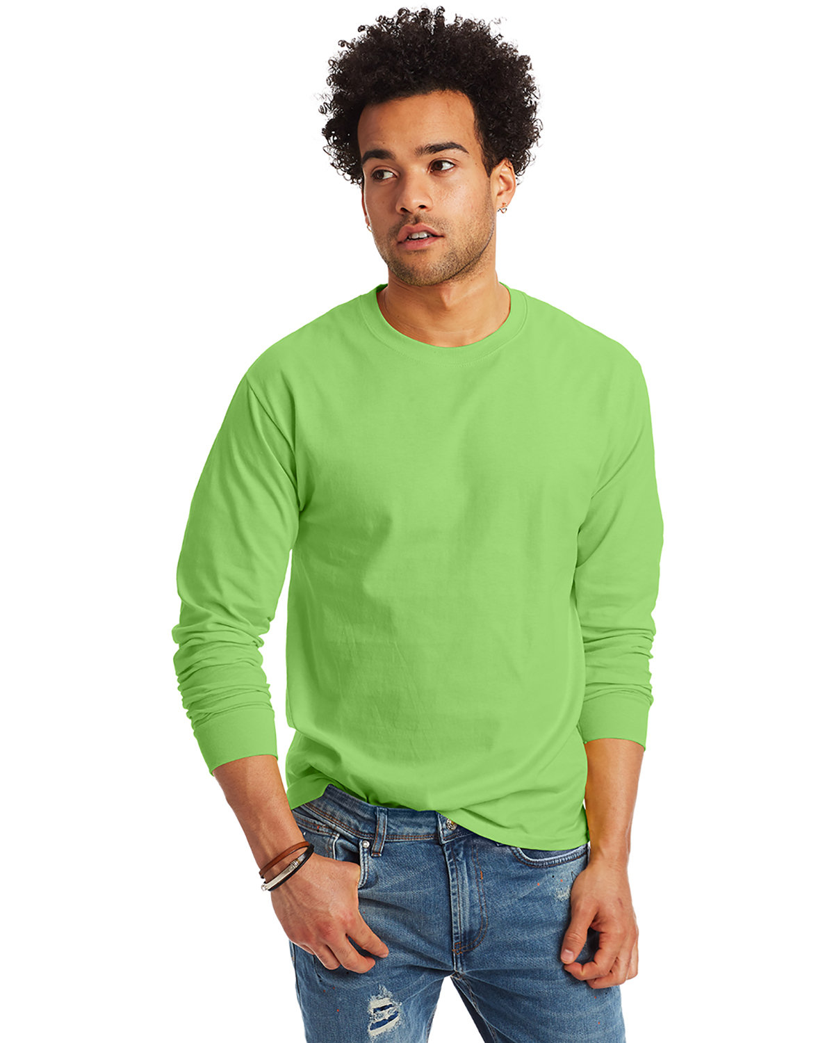 3 Pack Of Hanes 5586 Unisex Tagless Long Sleeve T Shirt Stylish T-Shirt - Picture 9 of 13