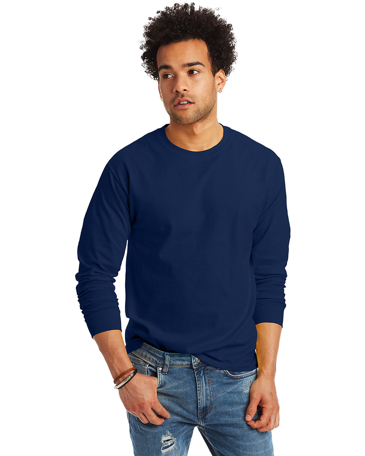 3 Pack Of Hanes 5586 Unisex Tagless Long Sleeve T Shirt Stylish T-Shirt - Picture 10 of 13