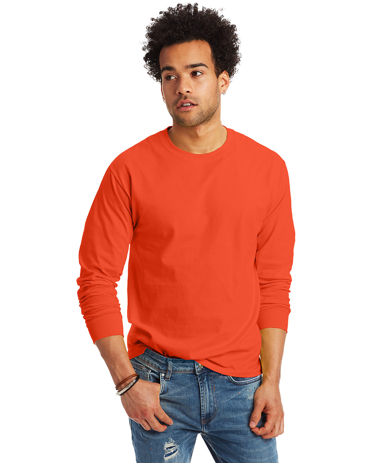 3 Pack Of Hanes 5586 Unisex Tagless Long Sleeve T Shirt Stylish T-Shirt - Picture 11 of 13
