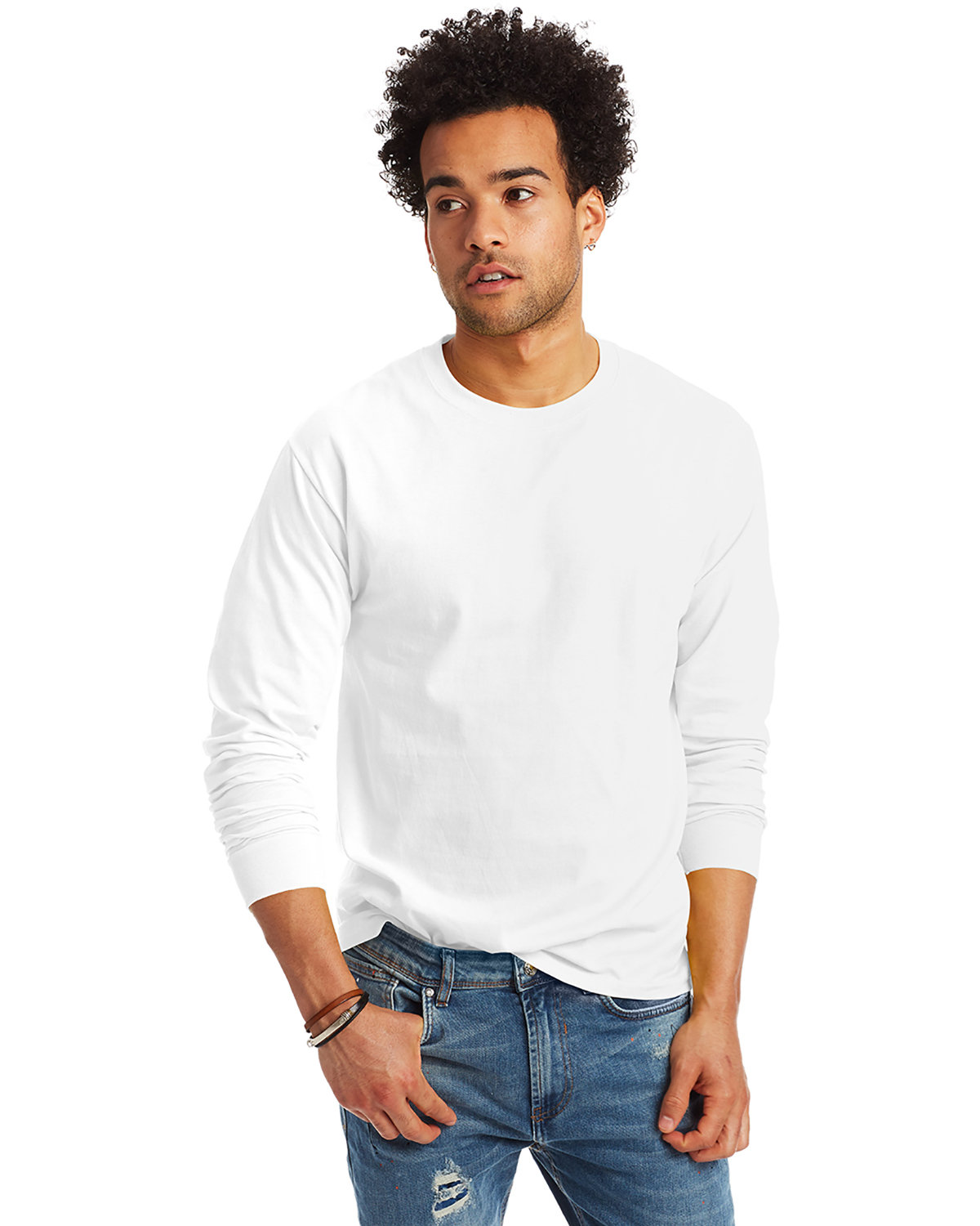3 Pack Of Hanes 5586 Unisex Tagless Long Sleeve T Shirt Stylish T-Shirt - Picture 13 of 13