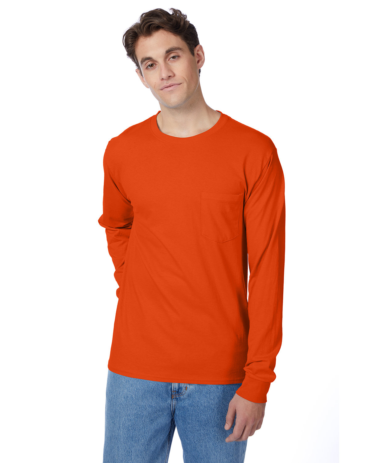 3 Pack Of Hanes 5596 Men's Authentic-T Long Sleeve Pocket Stylish T-Shirt - Picture 10 of 11
