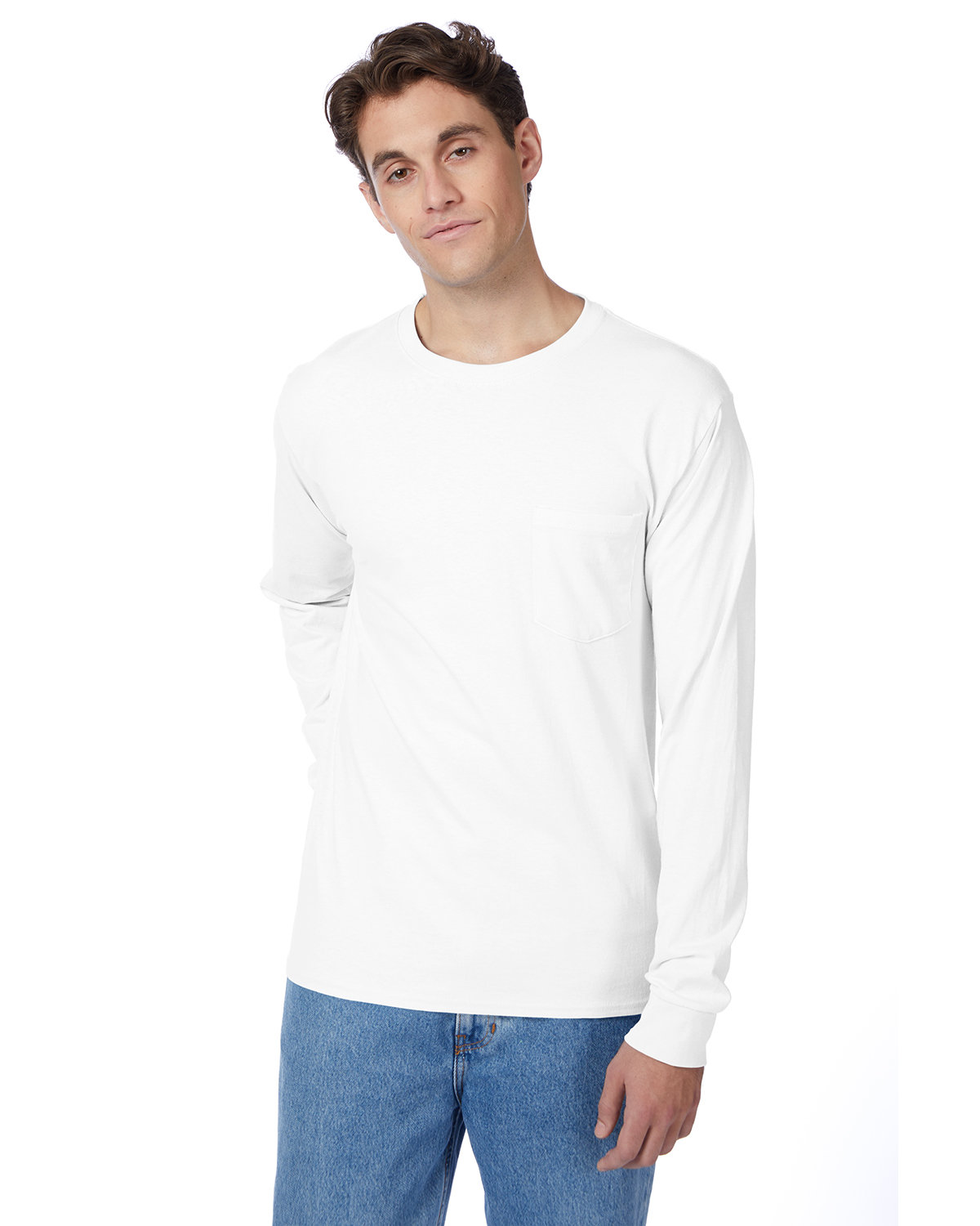 3 Pack Of Hanes 5596 Men's Authentic-T Long Sleeve Pocket Stylish T-Shirt - Picture 11 of 11