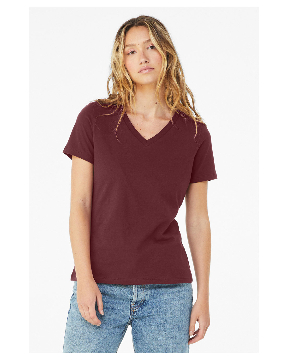 Bella + Canvas 6405 Ladies 100% Cotton T Shirt Relaxed Fit Jersey V-Neck T-Shirt - Picture 7 of 20