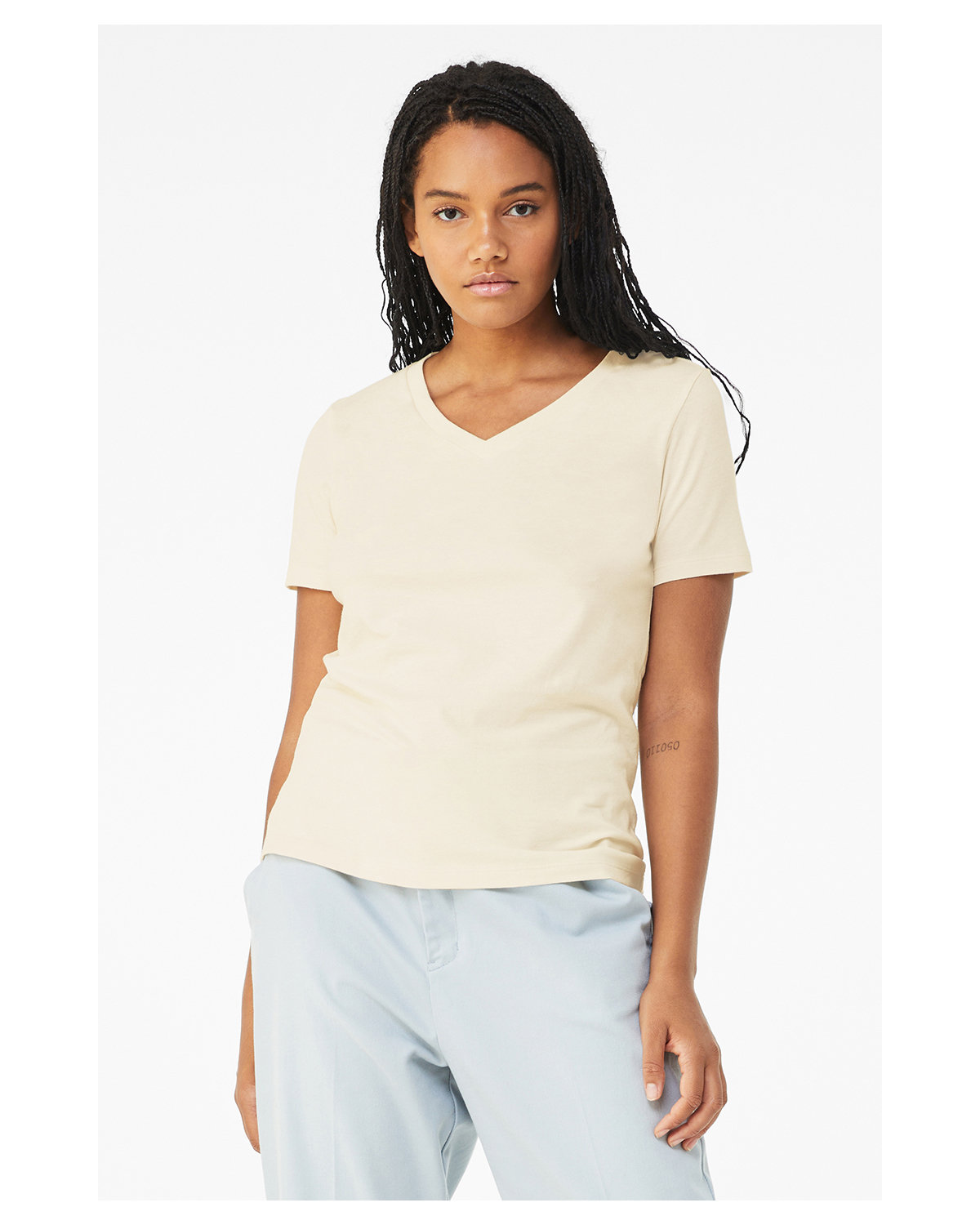 Bella + Canvas 6405 Ladies 100% Cotton T Shirt Relaxed Fit Jersey V-Neck T-Shirt - Picture 11 of 20