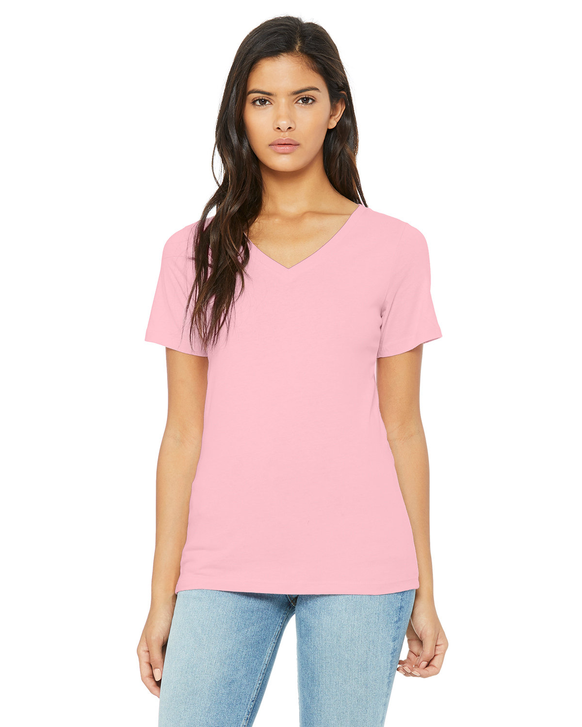 Bella + Canvas 6405 Ladies 100% Cotton T Shirt Relaxed Fit Jersey V-Neck T-Shirt - Picture 13 of 20