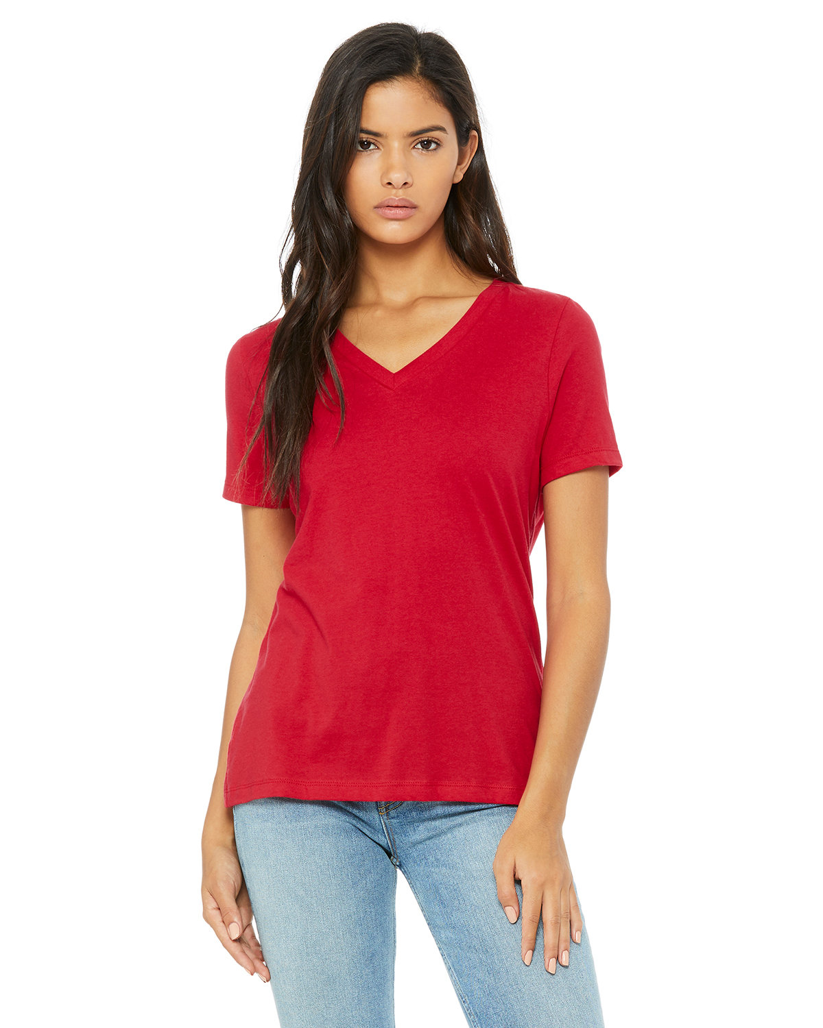 Bella + Canvas 6405 Ladies 100% Cotton T Shirt Relaxed Fit Jersey V-Neck T-Shirt - Picture 14 of 20