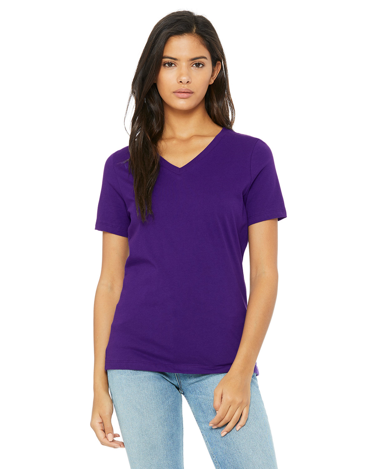 Bella + Canvas 6405 Ladies 100% Cotton T Shirt Relaxed Fit Jersey V-Neck T-Shirt - Picture 16 of 20