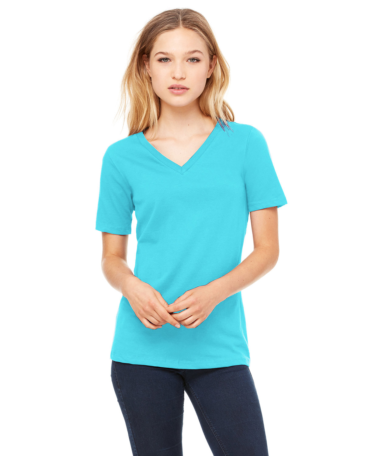 Bella + Canvas 6405 Ladies 100% Cotton T Shirt Relaxed Fit Jersey V-Neck T-Shirt - Picture 18 of 20