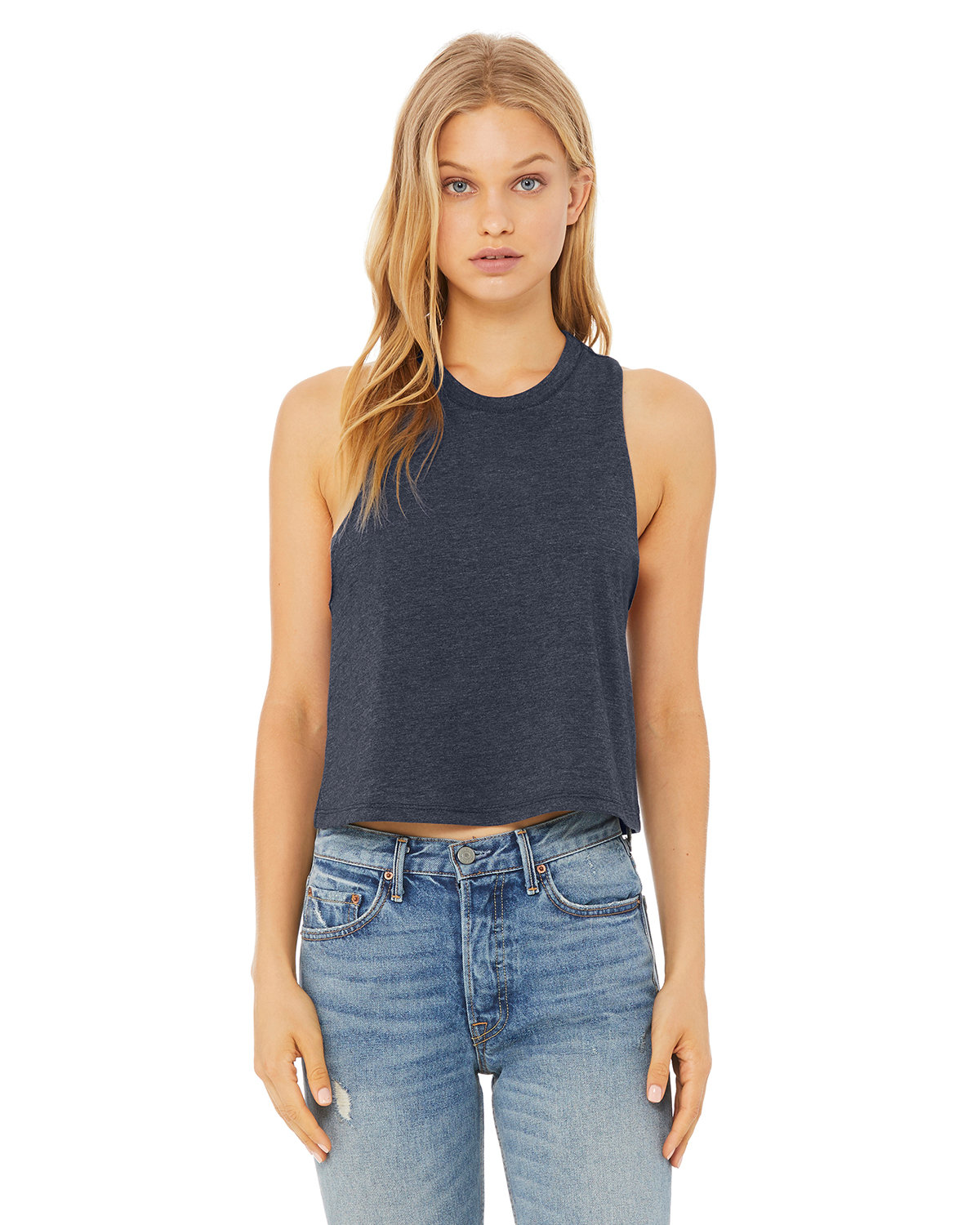 Bella + Canvas 6682 Ladies Raw Armholes Racerback Sleeveless Cropped Tank Top - Picture 8 of 18