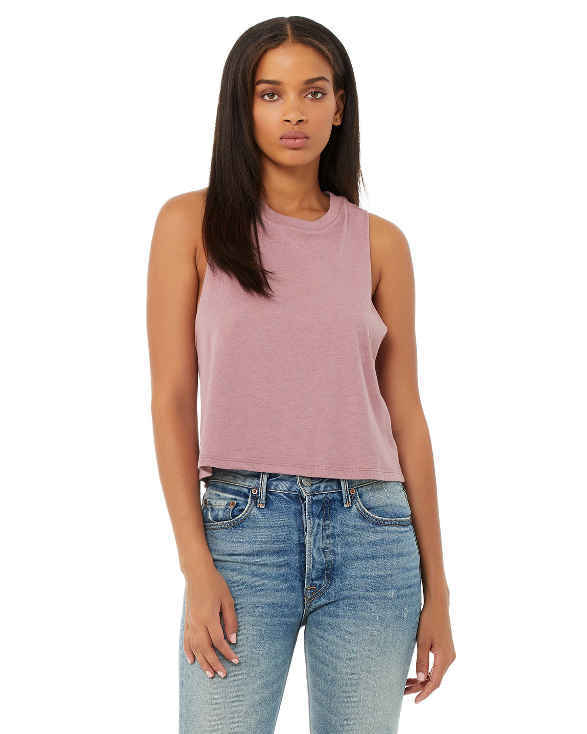 Bella + Canvas 6682 Ladies Raw Armholes Racerback Sleeveless Cropped Tank Top - Picture 10 of 18